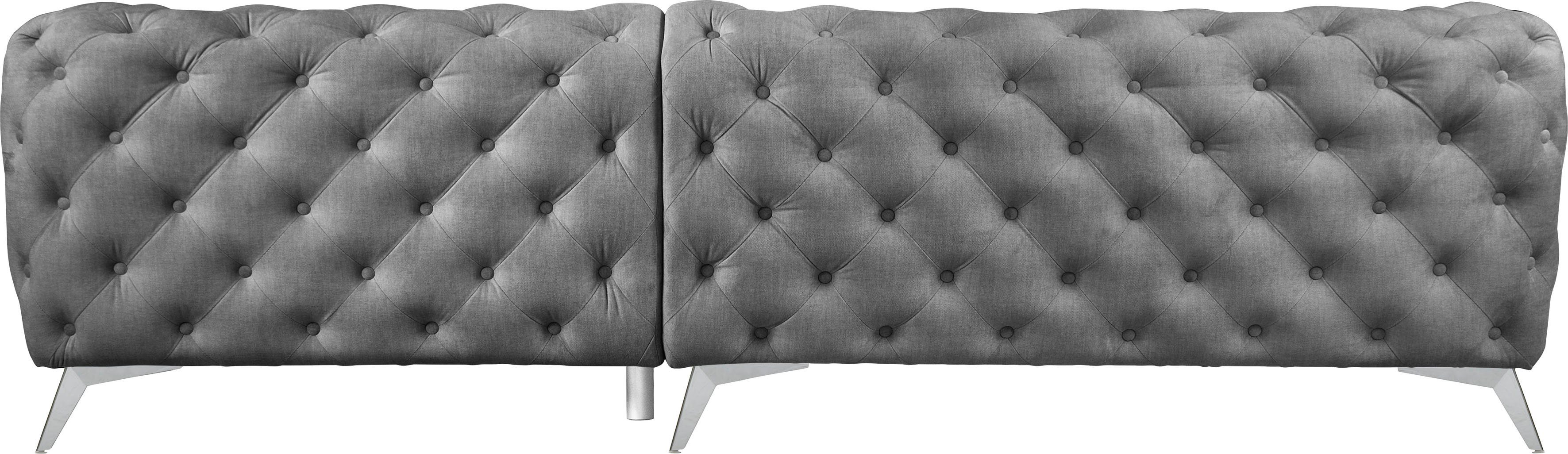Leonique Chesterfield-bank Glynis L-vorm luxueuze capitonnage, moderne chesterfield look, kleur van de poten ter keuze