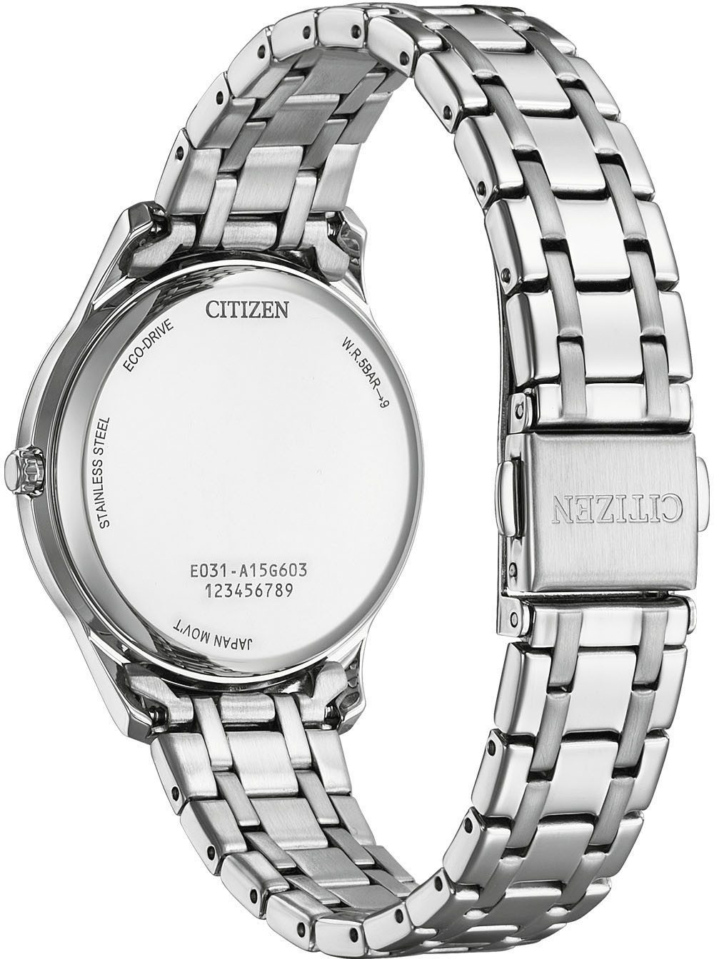 Citizen Solarhorloge Polshorloge, dameshorloge, roestvrijstalen band, batterijontladingsindicator