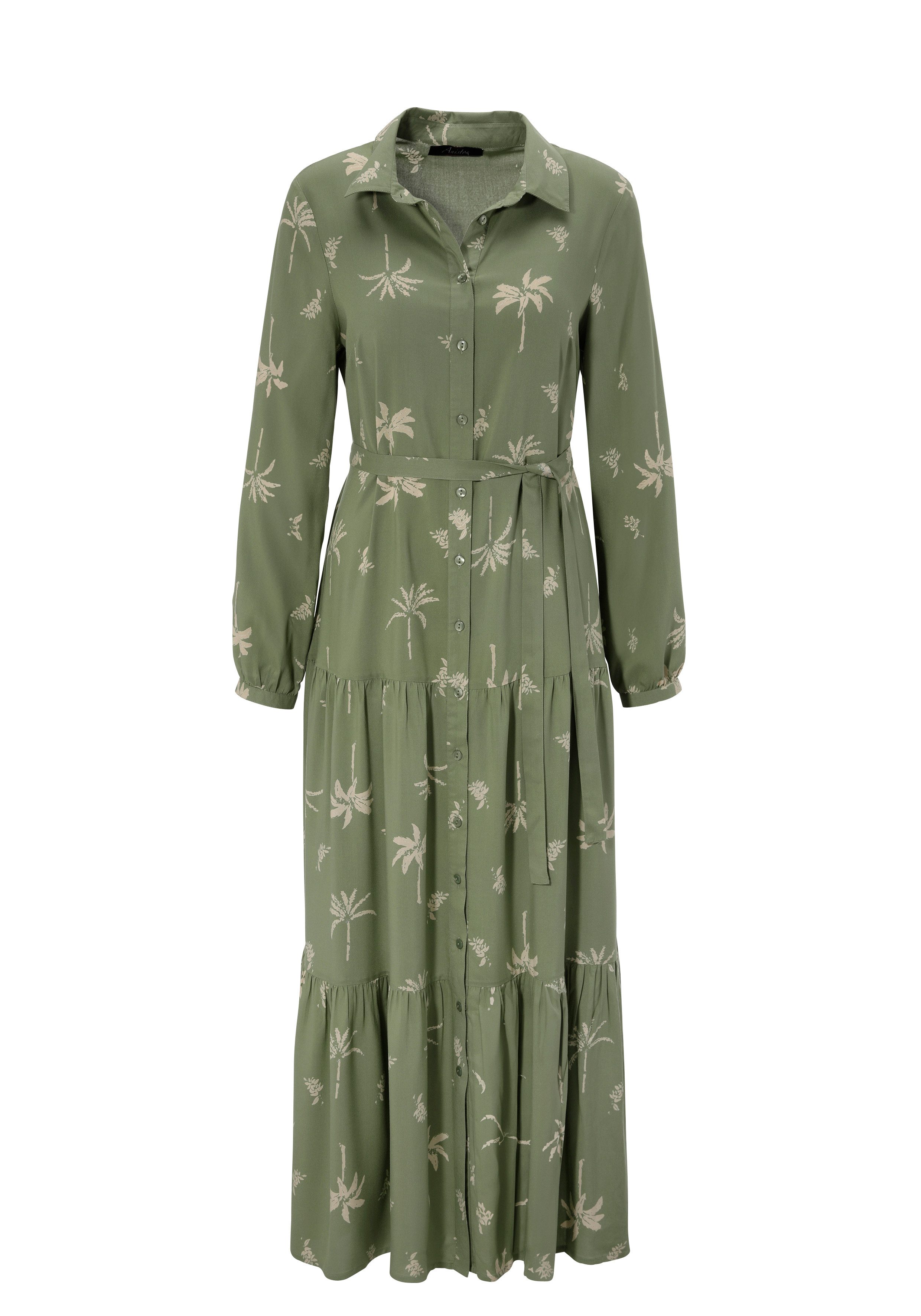 Aniston CASUAL Maxi-jurk met palmen bedrukt - elk stuk is uniek - nieuwe collectie (Met een afneembare bindstrik)