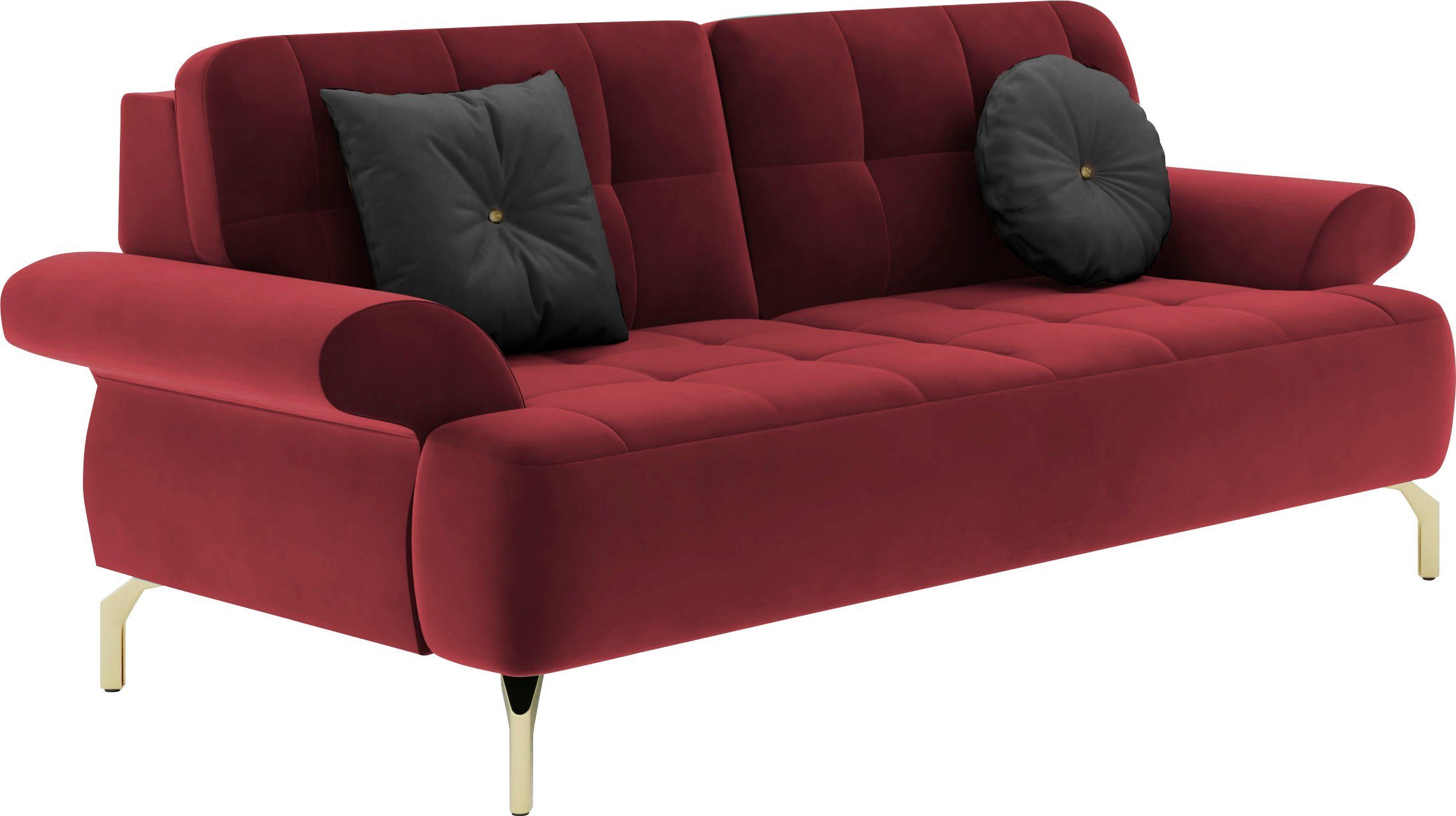 sit&more 2,5-zitsbank Orient 1 incl. 2 sierkussens met strassteentjes, goudkleurige metalen poten