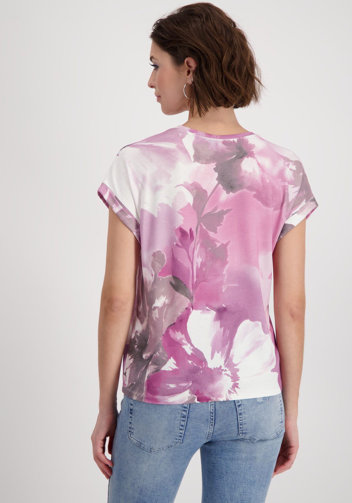 Monari Shirt met ronde hals Shirt met bloemenprint allover