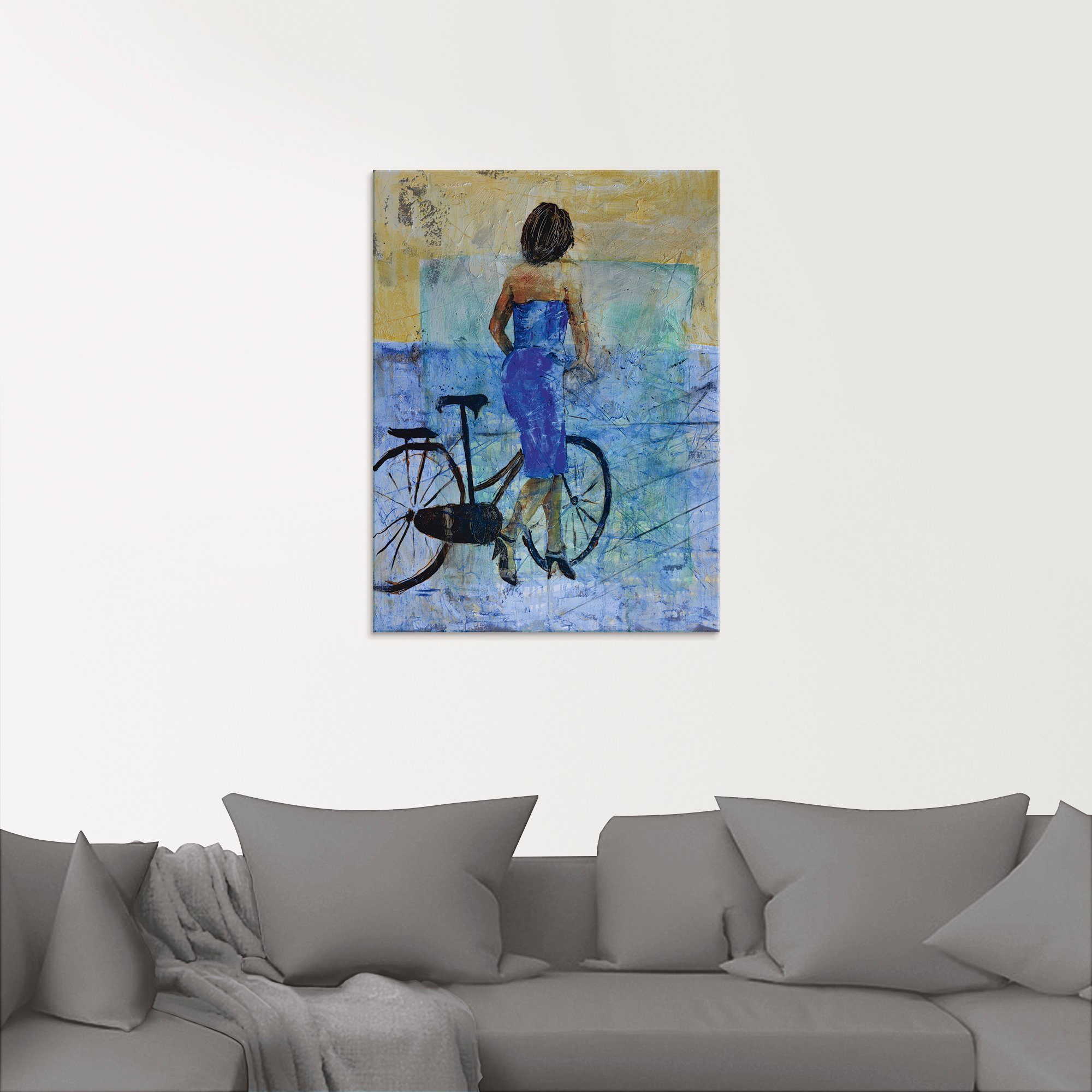 Artland Print op glas Een meisje met een fiets