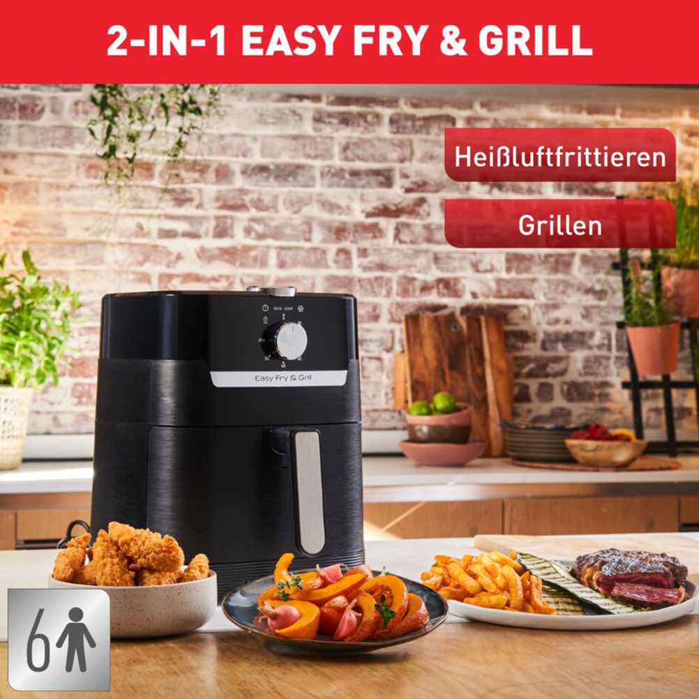 Tefal Airfryer Easy Fry & Grill Classic instelbare temperatuur, 4,2 liter, 60-minuten-timer, ey5018