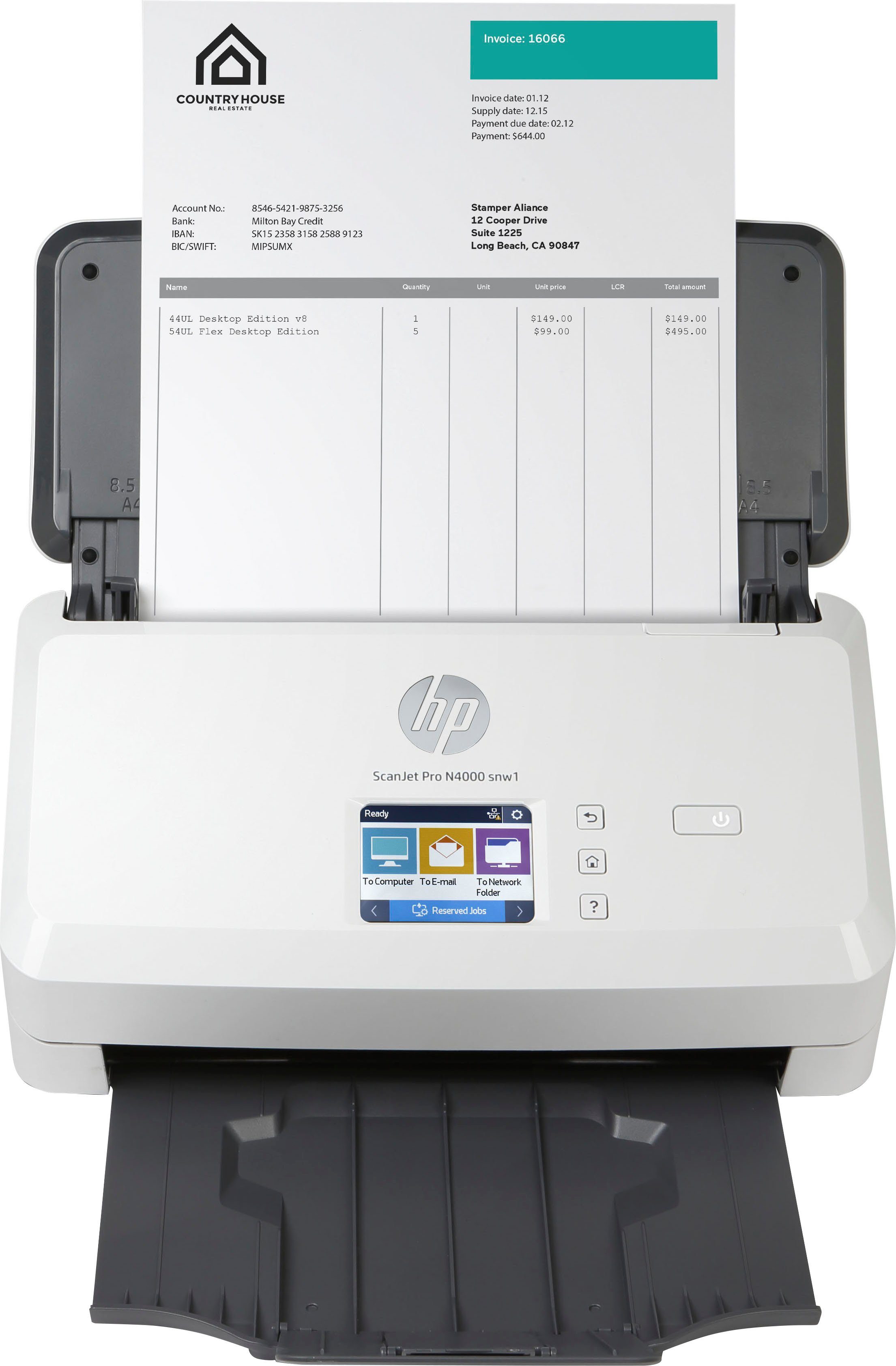 HP Scanner met documentinvoer ScanJet Pro N4000 snw1 HP+ Instant inc compatibel