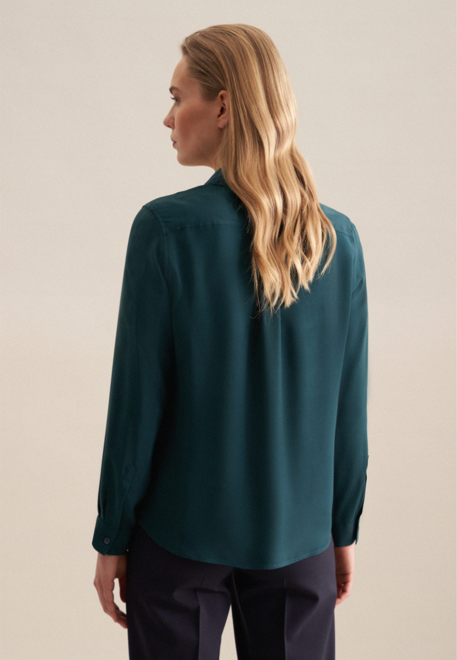 seidensticker Overhemdblouse Lange mouwen kraag uni