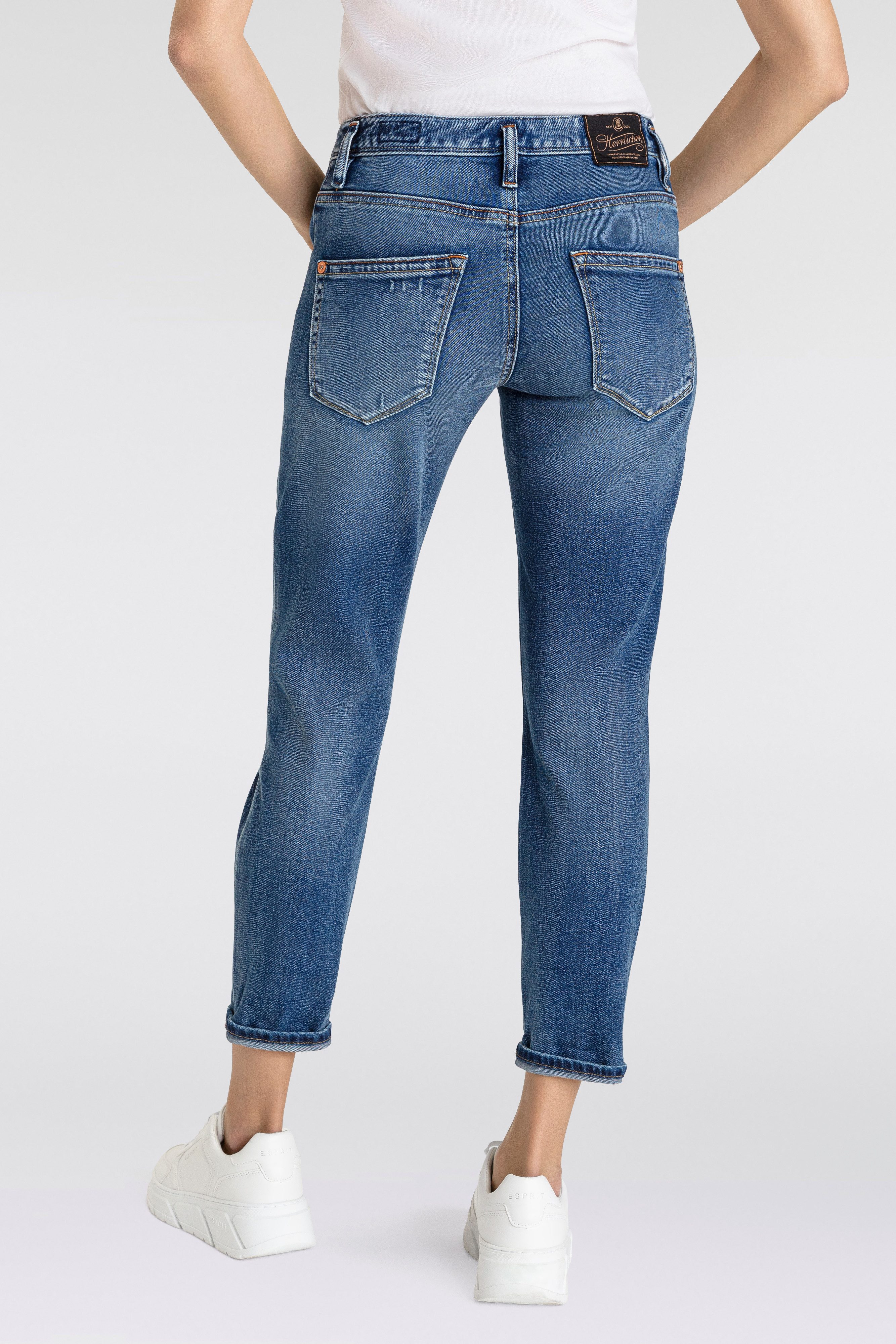 Herrlicher 7 8 jeans Shyra Cropped Denim Comfort met half blinde knoopsluiting