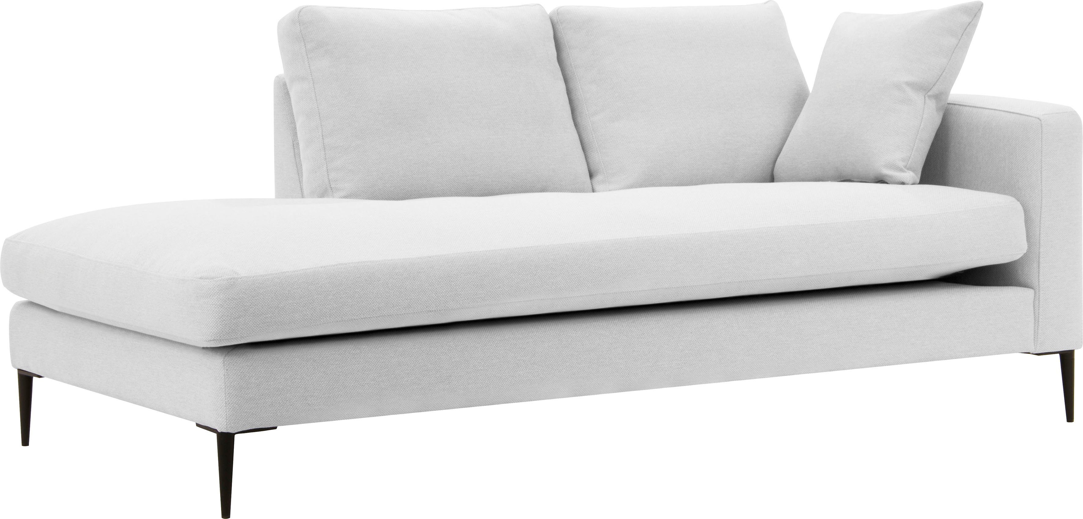 Leonique Récamier Cozy chaise longue, afmetingen B/D/H: 195/97/80 cm met los kussen en metalen poten, armleuning naar keuze links of rechts