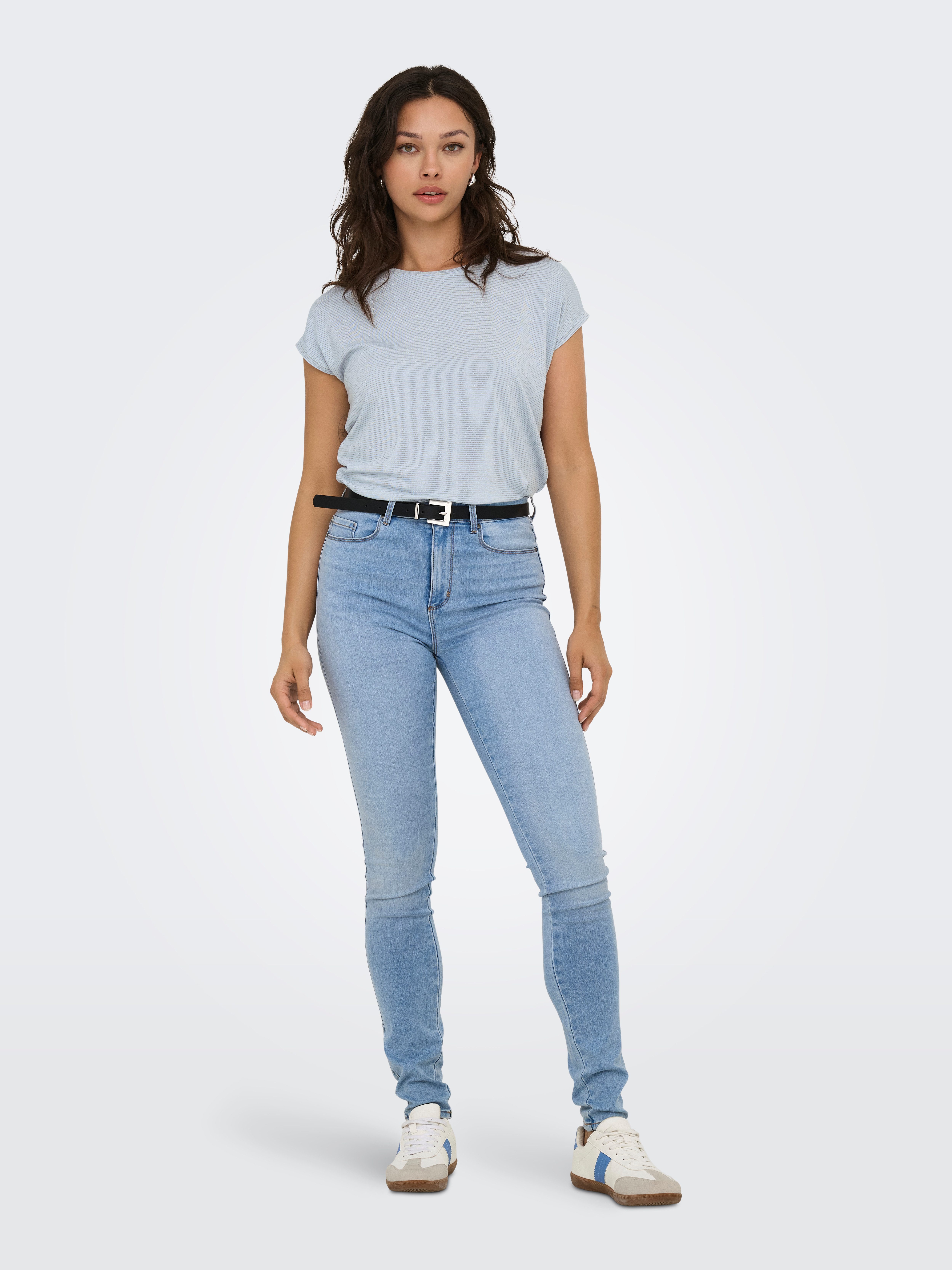 Only Shirt met korte mouwen ONLCLAUDIA S/S GLITTER STRIPE TOP JRS
