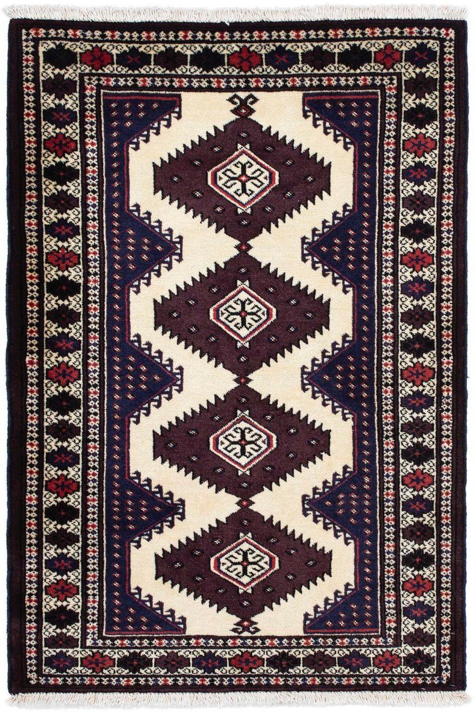 morgenland Wollen kleed Turkaman medaillon 135 x 90 cm Uniek exemplaar met certificaat