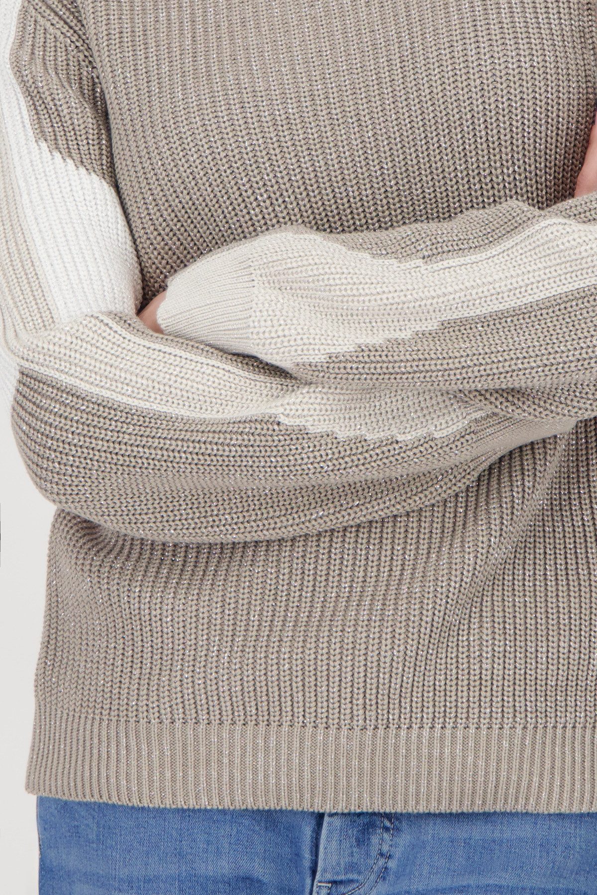 Monari Gebreide trui Pullover Colorblock Patentsteek