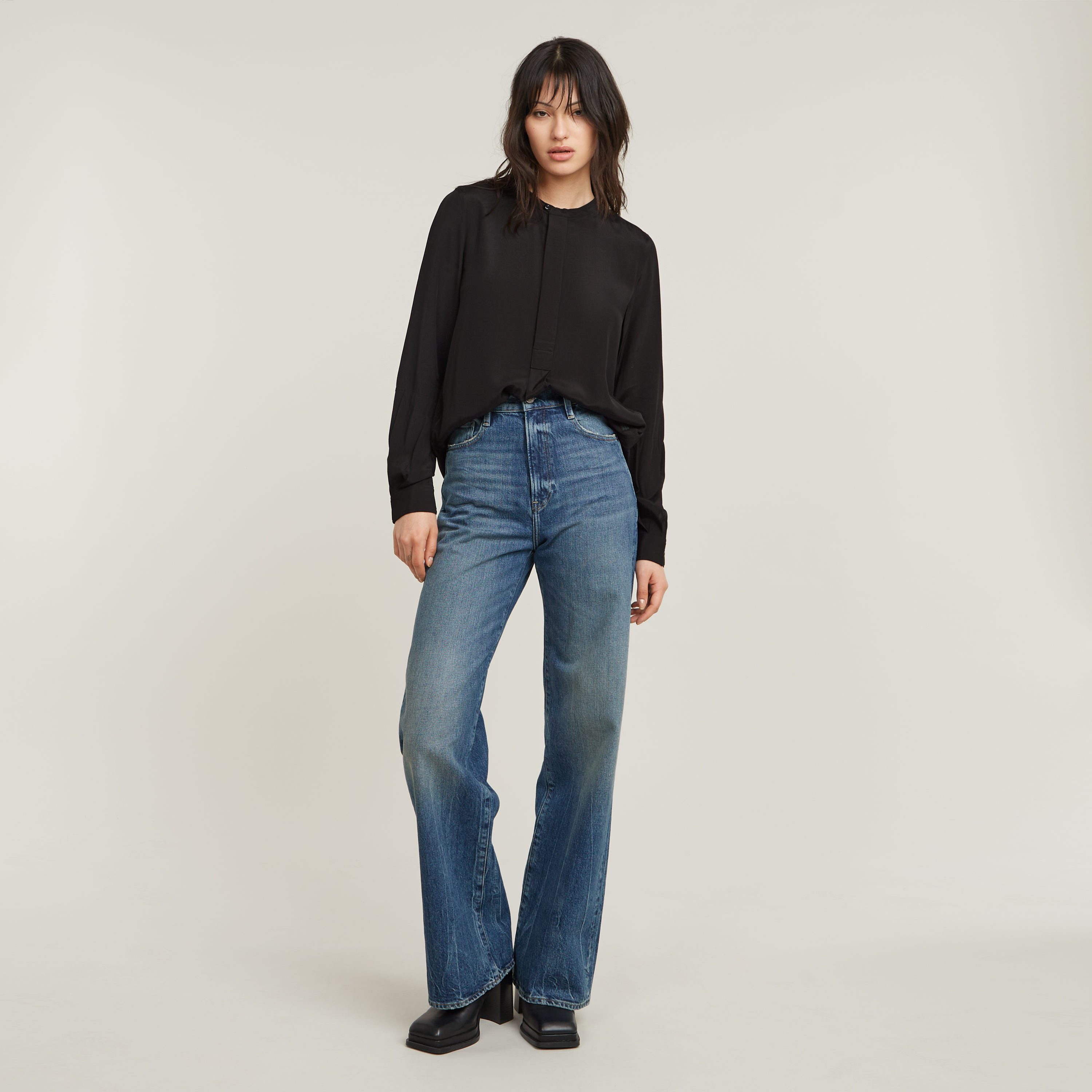 G-Star RAW Blouse met lange mouwen Half Placket Top ls wmn met verborgen knoopsluiting