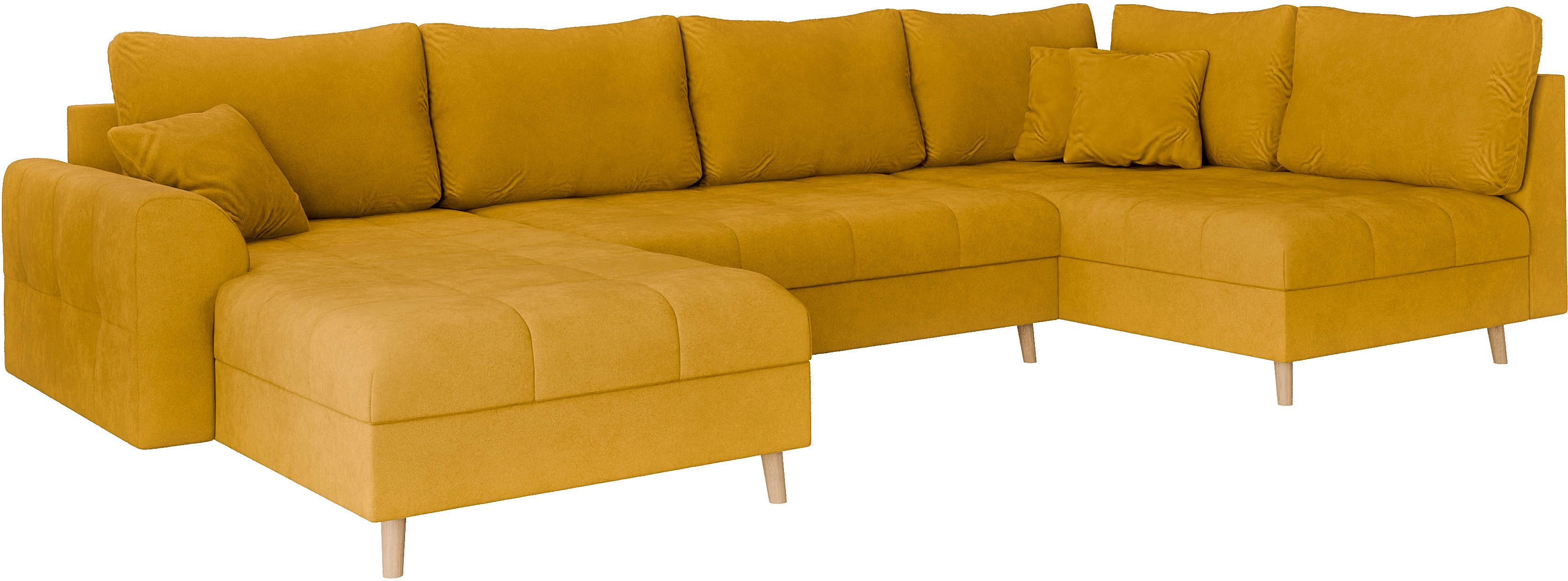 Home affaire Zithoek CHARRE U-vorm met ottomane, afmetingen B/D/H: 310/161/81 cm fijne stiksels, losse rug- en sierkussens, ook in cord en bouclé