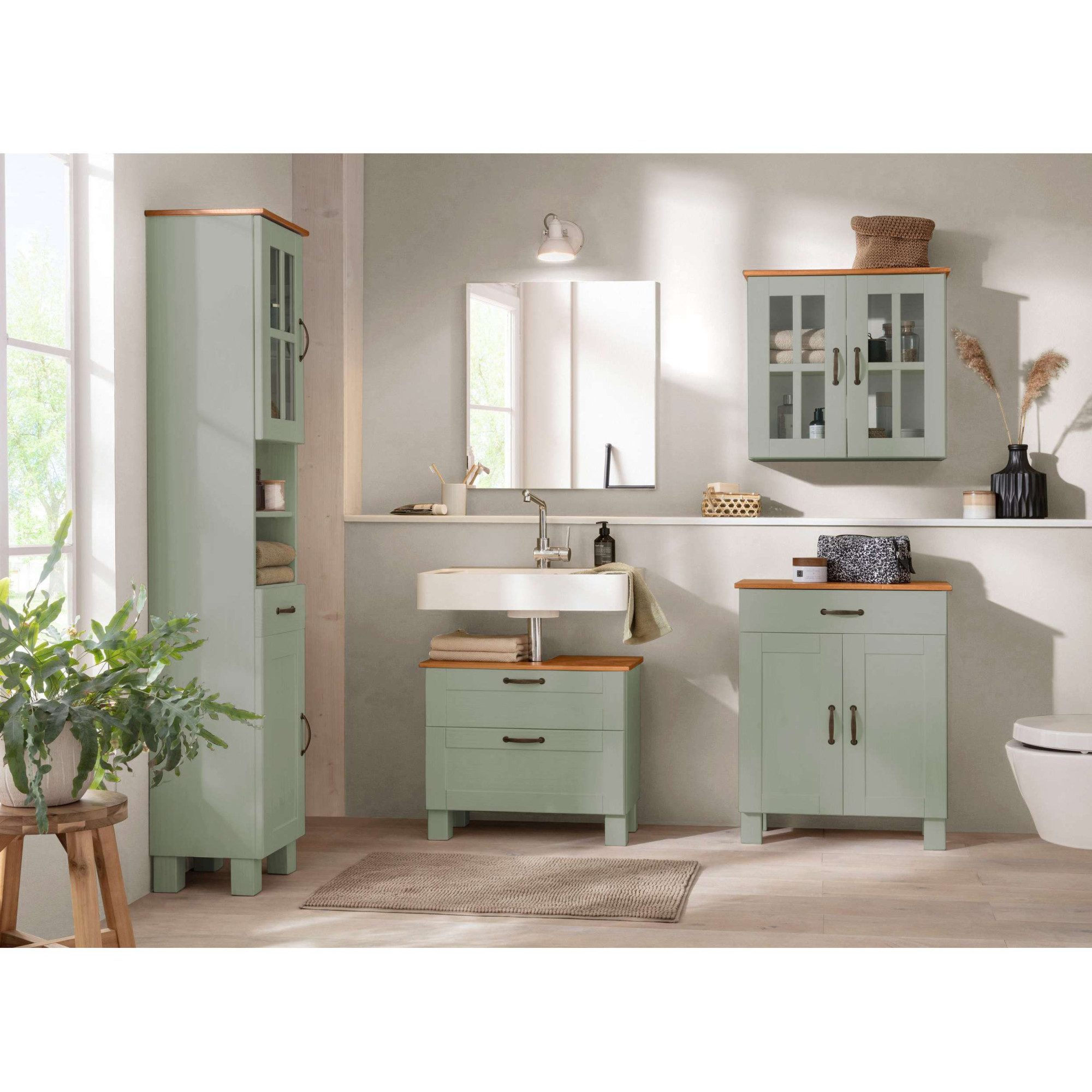 Home affaire Hangend kastje Rodby Massief, FSC®-gecertificeerd hout, grepen metaal, breedte 60 cm, hoogte 60 cm
