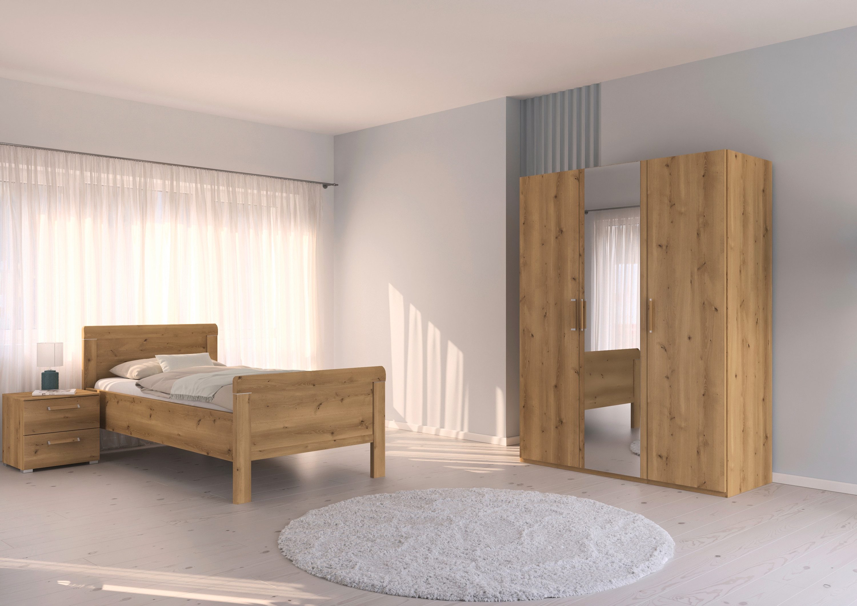 rauch Slaapkamerserie Compleet slaapkamer EVELYN Kast en bed in 2 breedtes, nachtkastje met 2 lades MADE IN GERMANY (set, 3-delig)