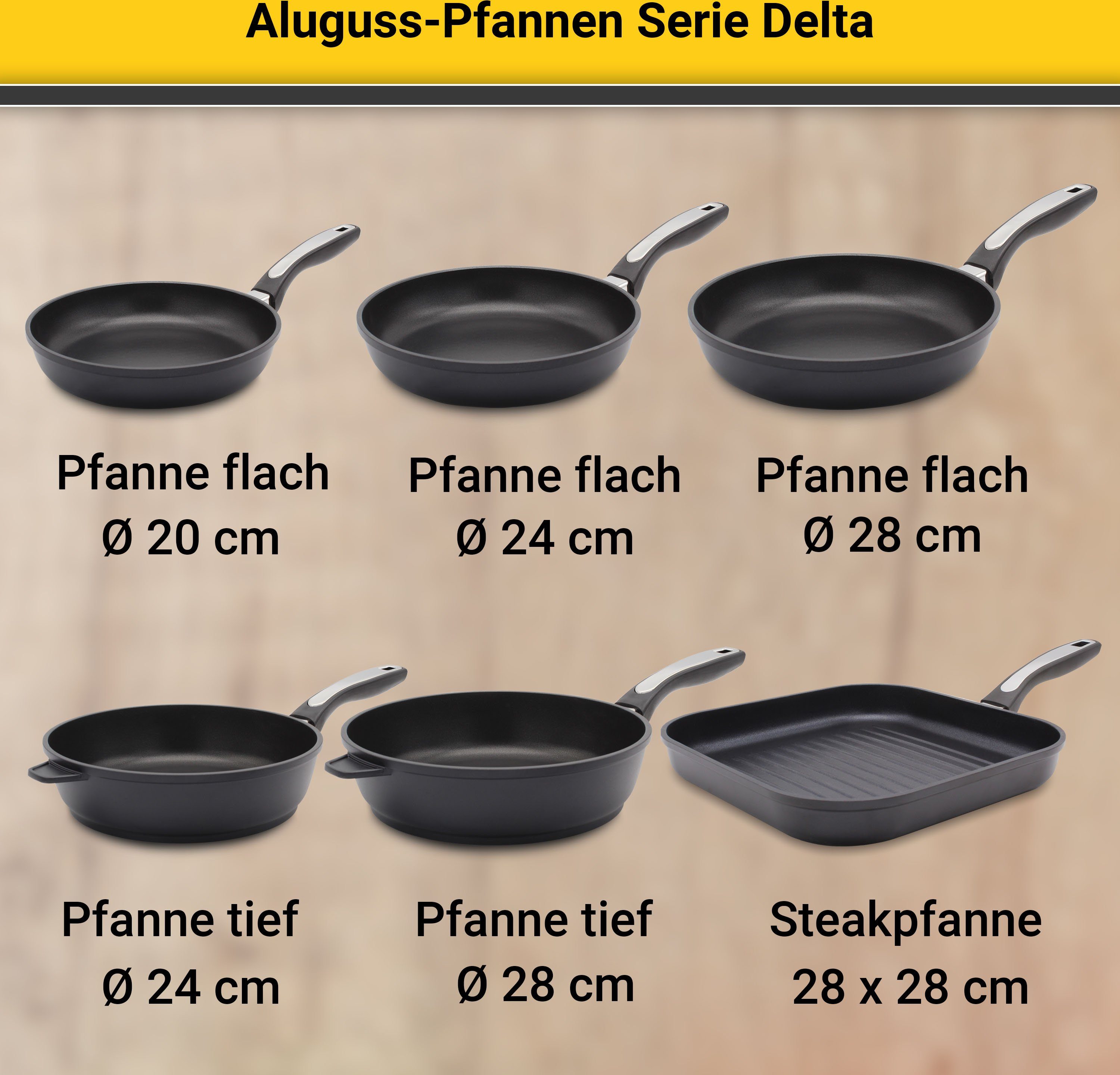 Krüger Steakpan Gietaluminium grill-steakpan delta, 28x28 cm (1-delig)
