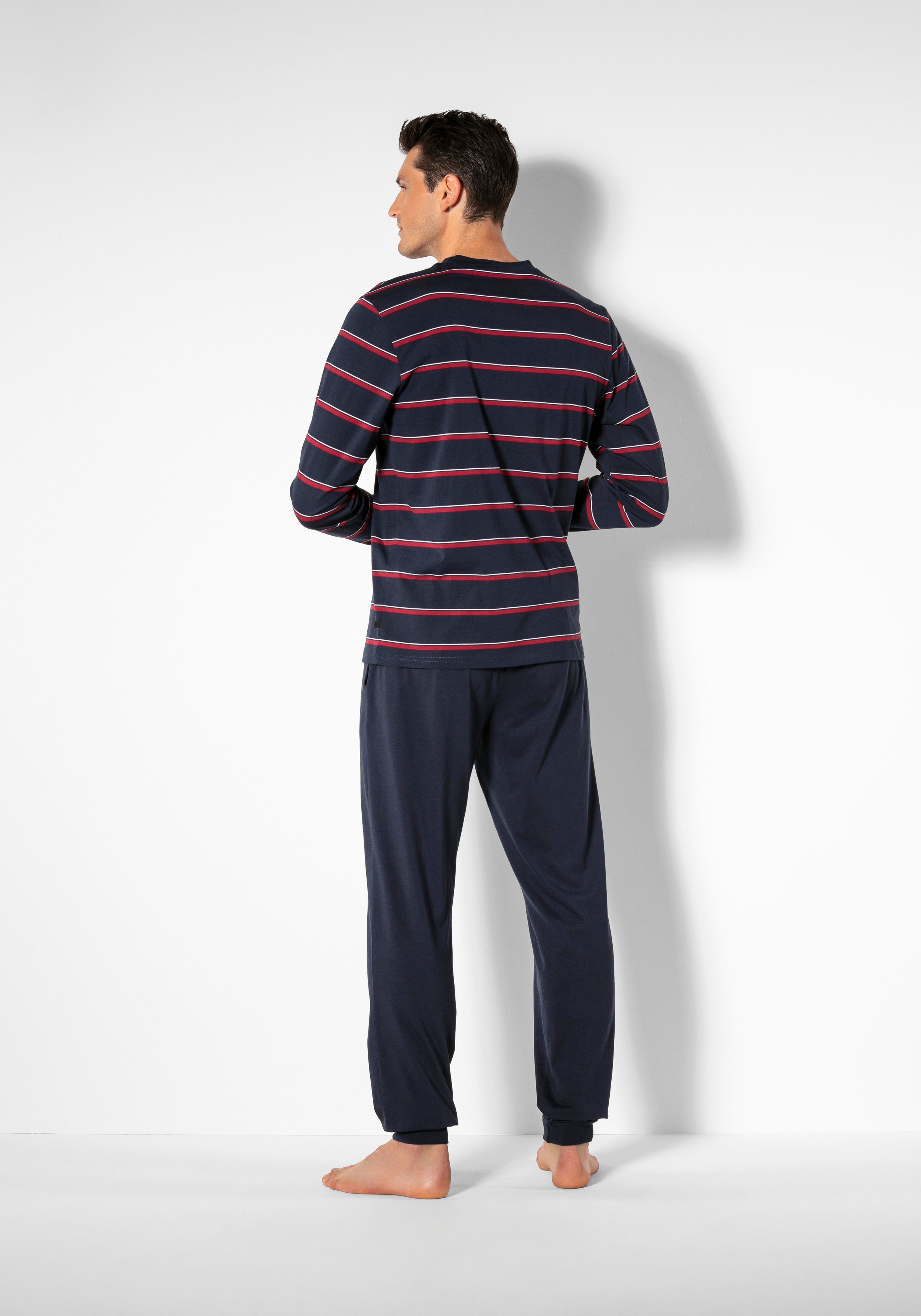 H.I.S Pyjama Pyjama met garenverfde strepen (2-delig, 1 stuk)