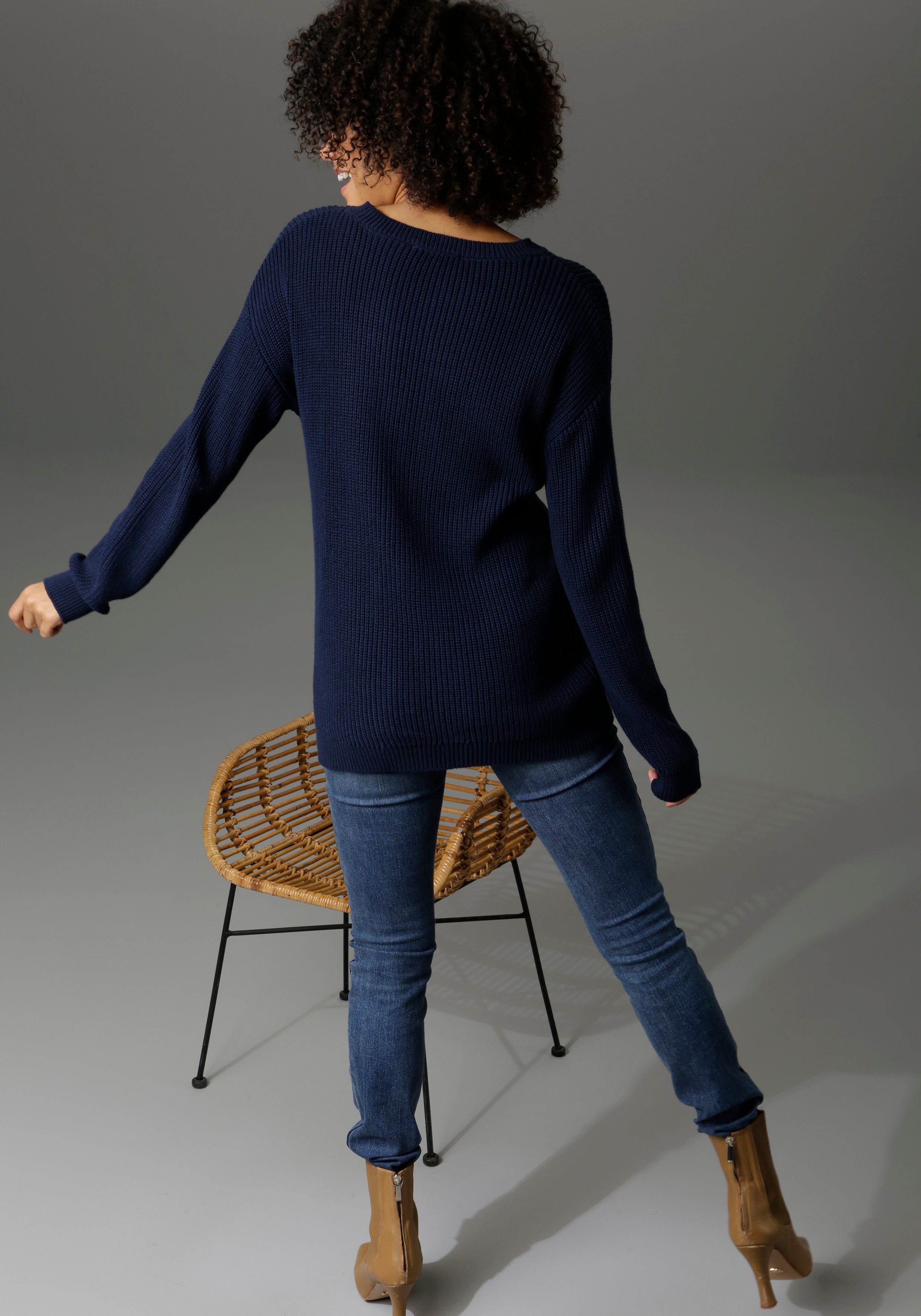 Aniston CASUAL Trui met ronde hals in de patroonmix