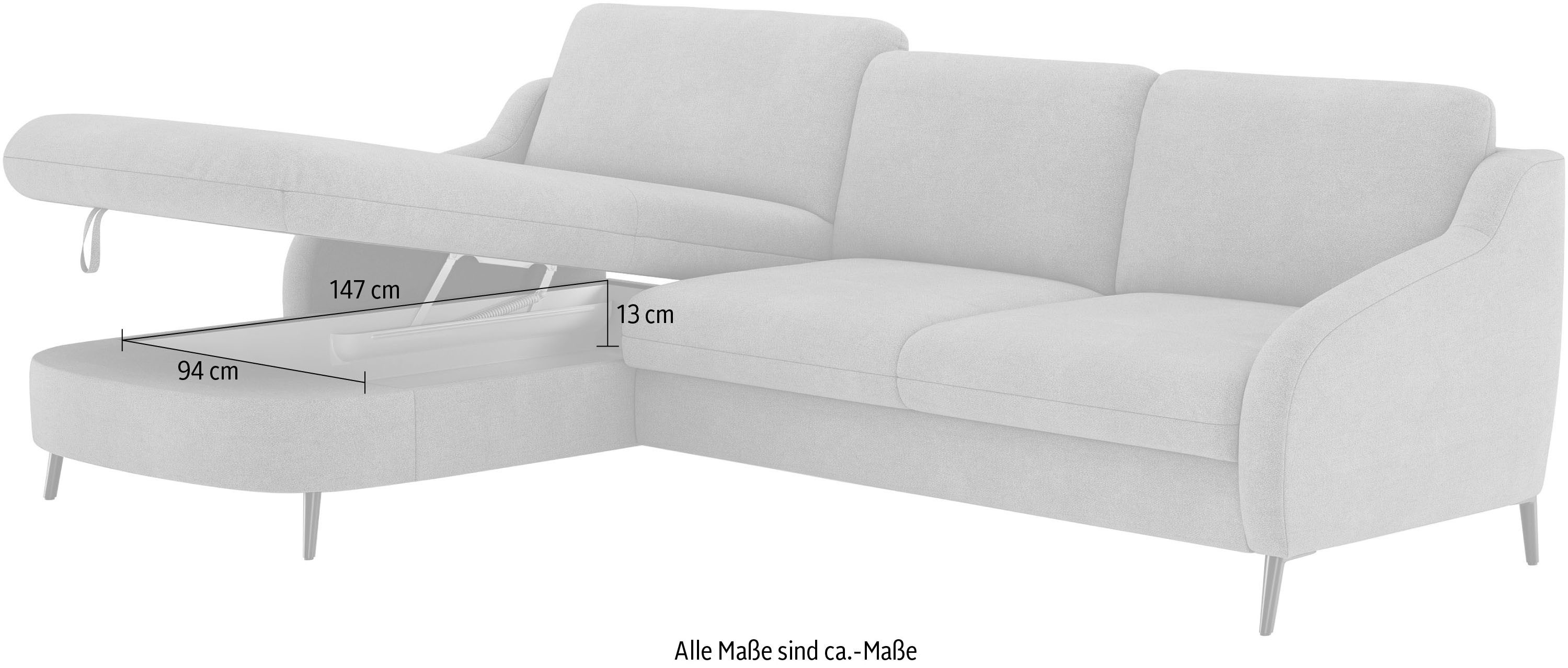 sit&more Hoekbank Soul L-vorm optioneel met bedfunctie en bedlade of lade
