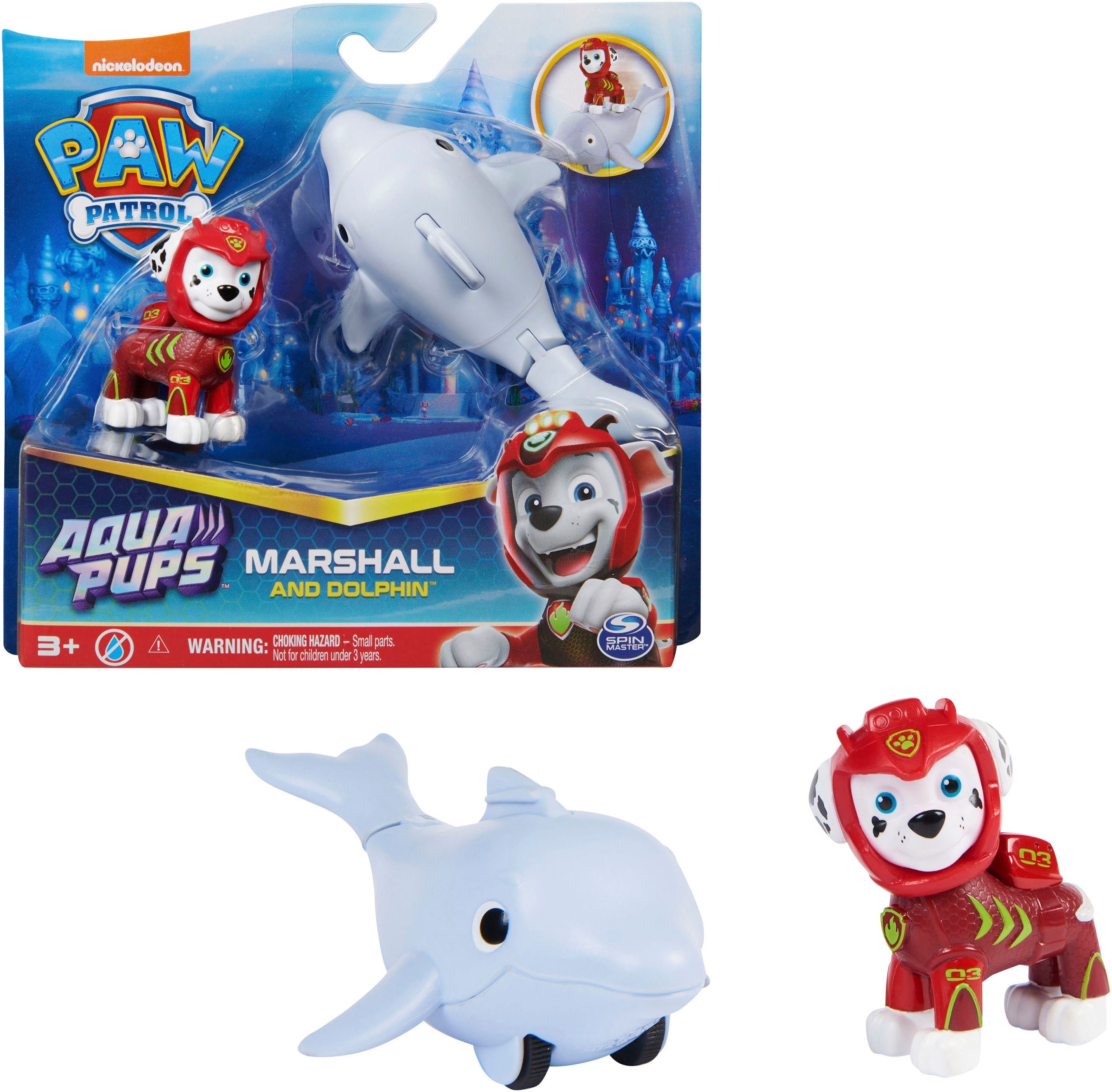 Spin Master Speelfiguur Paw Patrol - Aqua Pups - Hero Pups Solid Marshall (set)