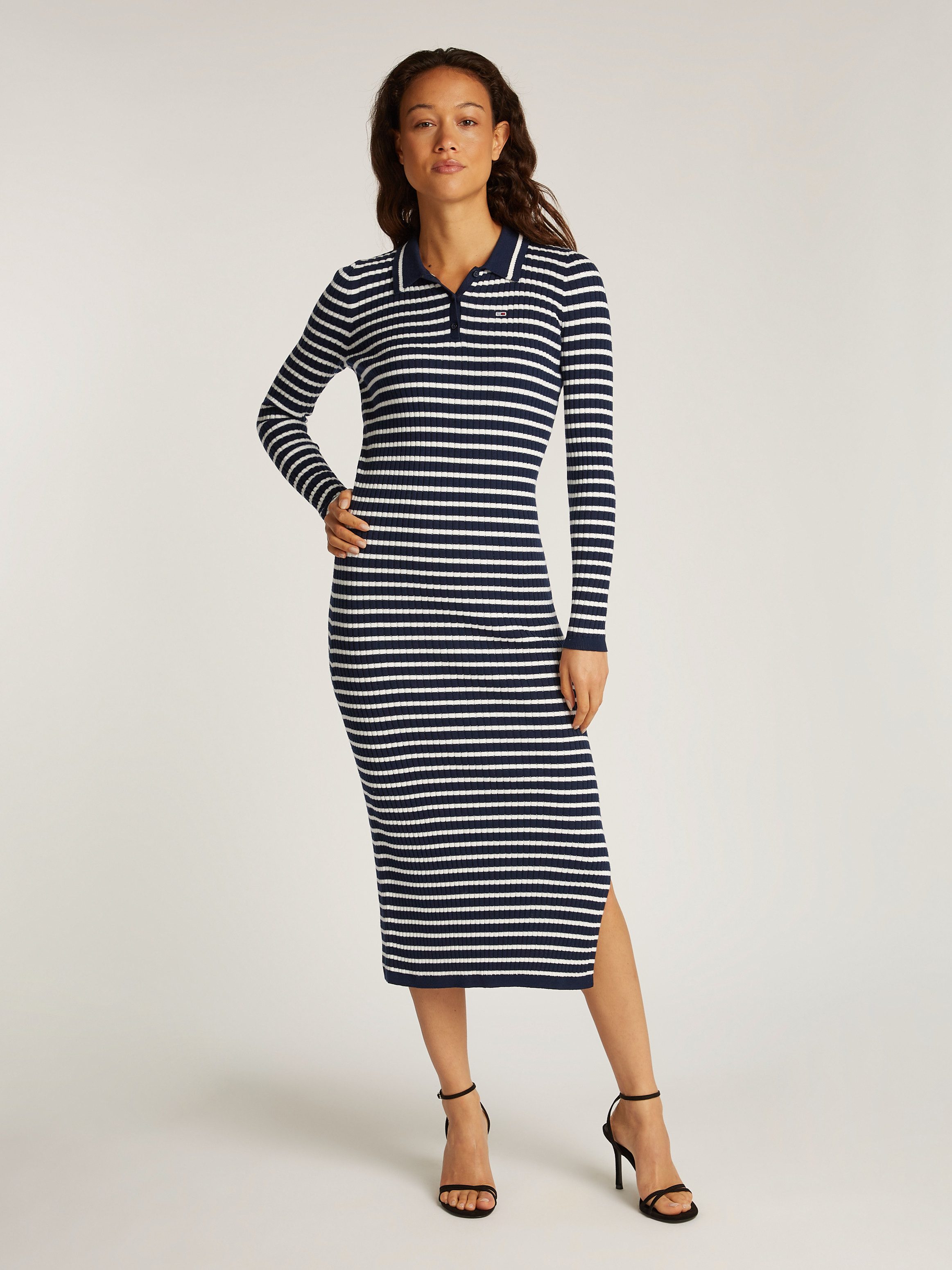 TOMMY JEANS Polojurk TJW LS POLO MIDI DRESS