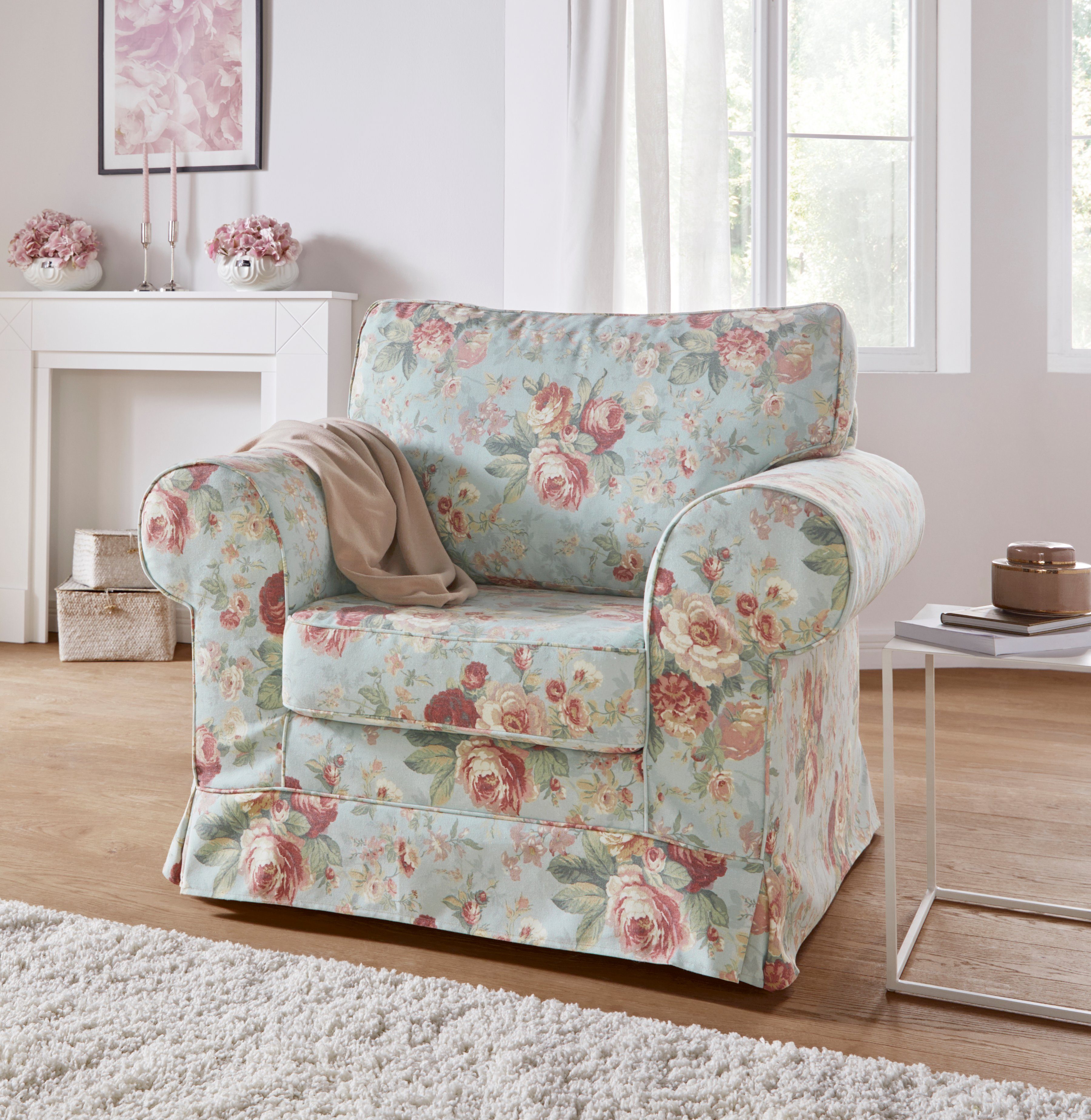 Home affaire Fauteuil Shadmoor Hoezen-look, in uni of met bloemenprint, passend bij de Shadmoor-serie
