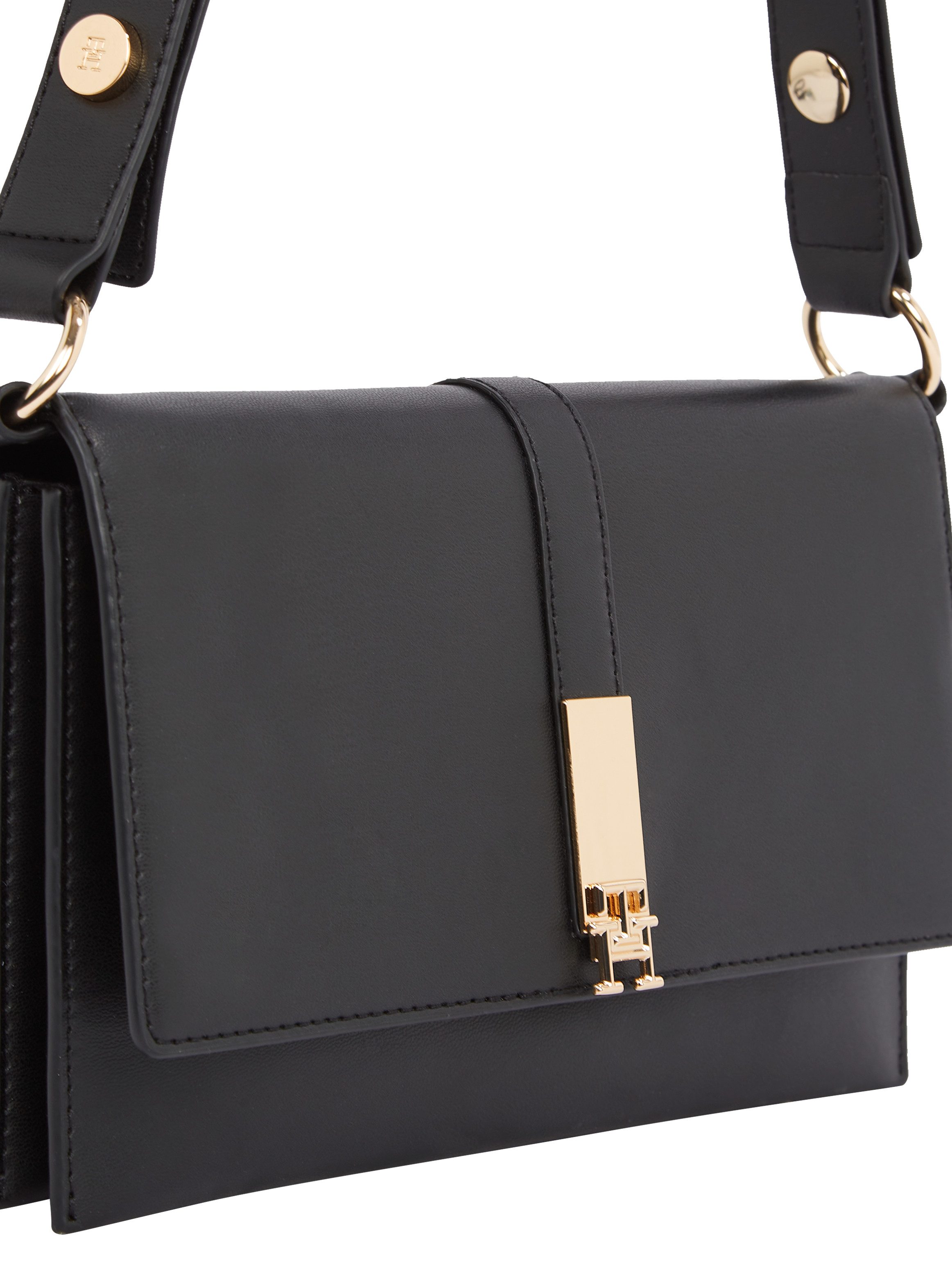 Tommy Hilfiger Schoudertas TH HERITAGE SHOULDER BAG , dames avondtas, clutch, mini bag, handtas, goudkleurige details