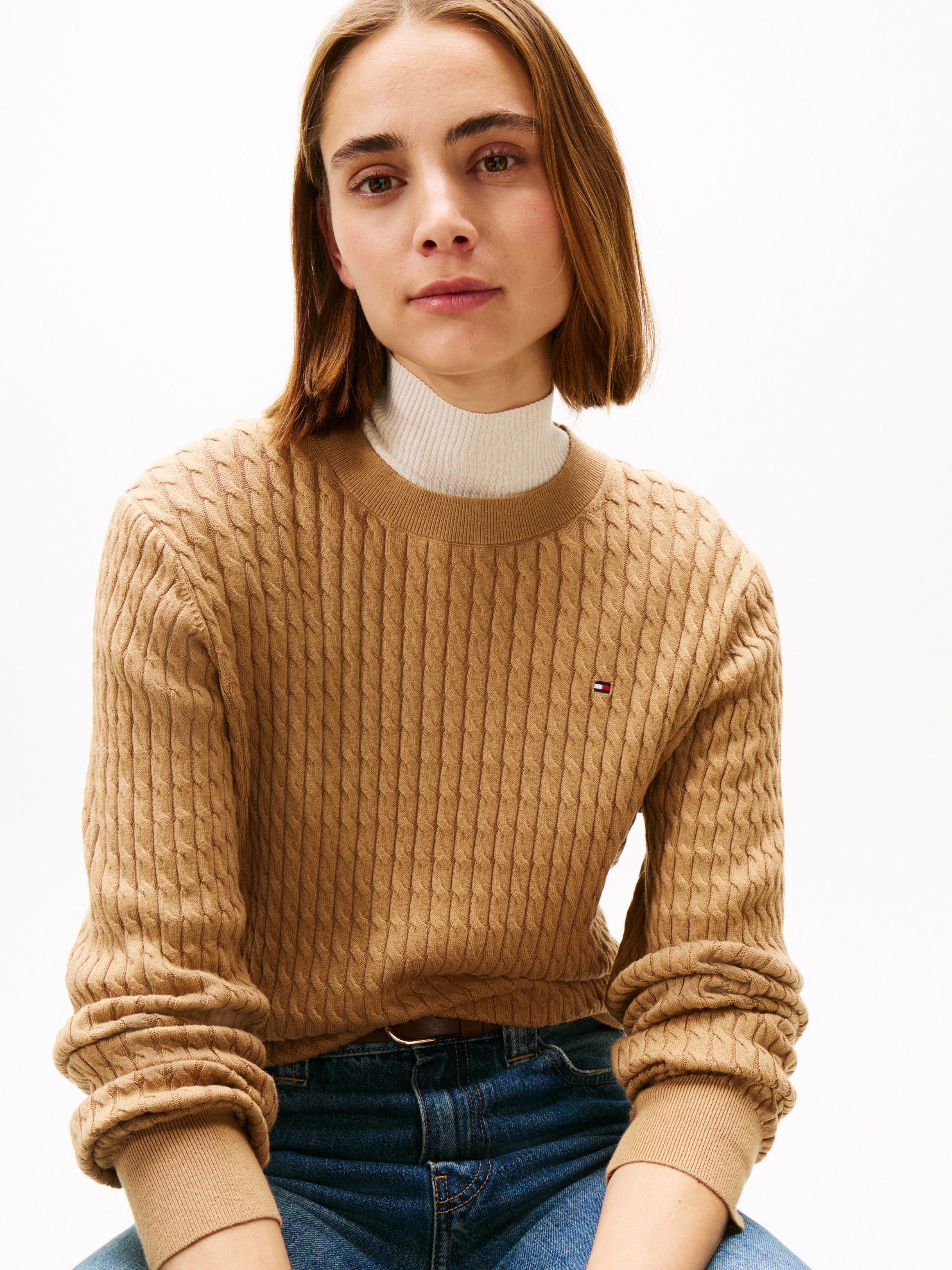Tommy Hilfiger Trui met ronde hals CO CABLE C-NK LS SWEATER