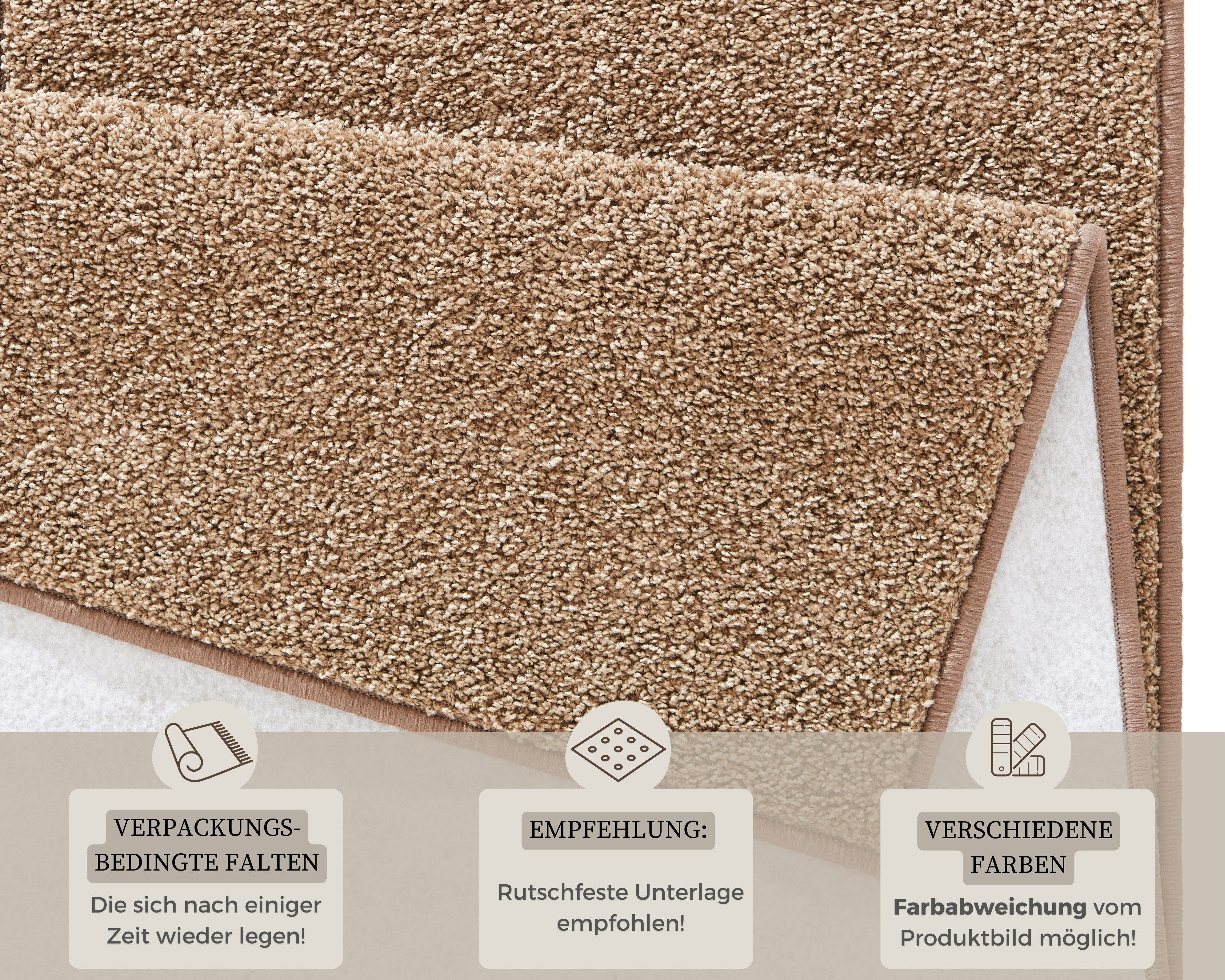 HANSE Home Vloerkleed Pure 100 korte pool Kortpolig, effen, omgezoomd, loper, woonkamer, kinderkamer, gang