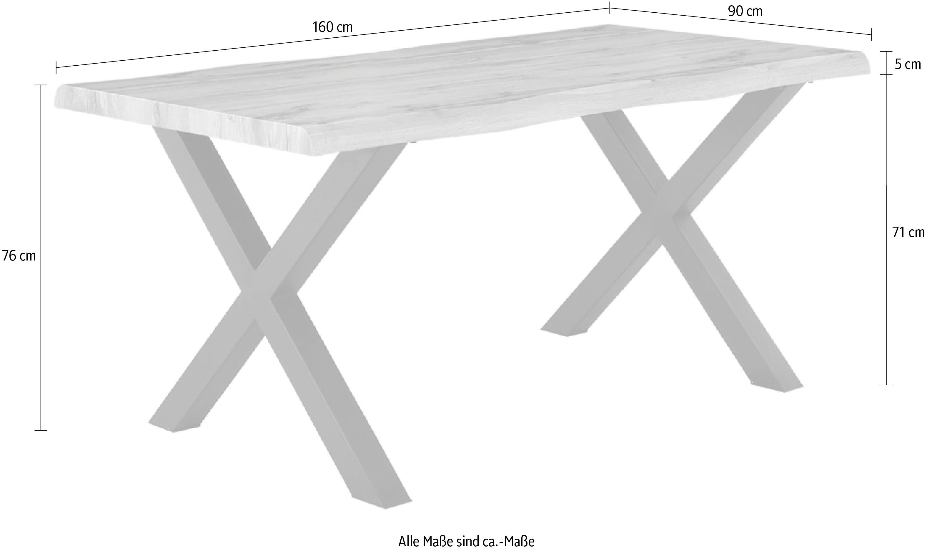 Jockenhöfer Gruppe Eettafel Marlon gebogen boomstam look en zwart onderstel