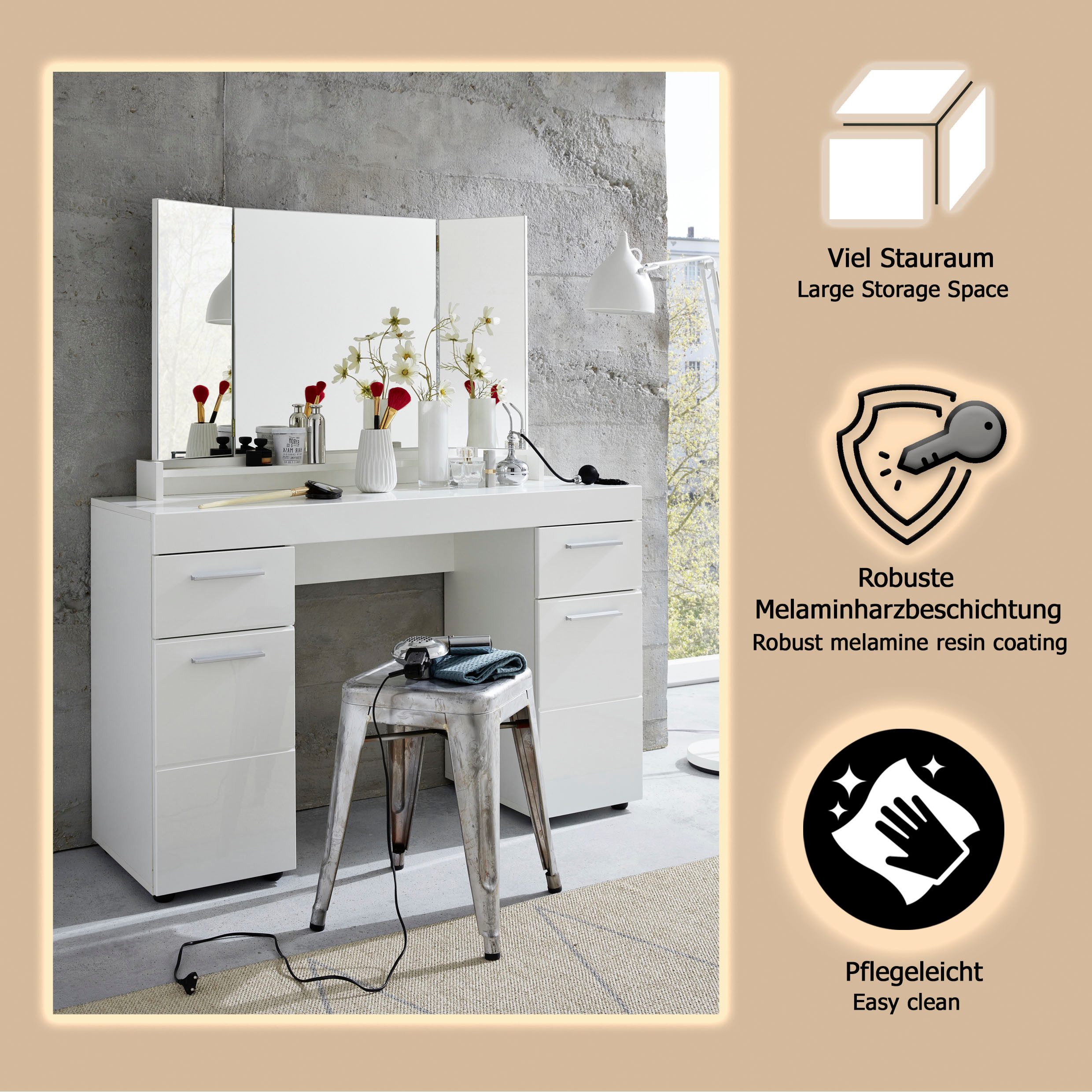 INOSIGN Make-uptafel Avena incl. spiegel (set)