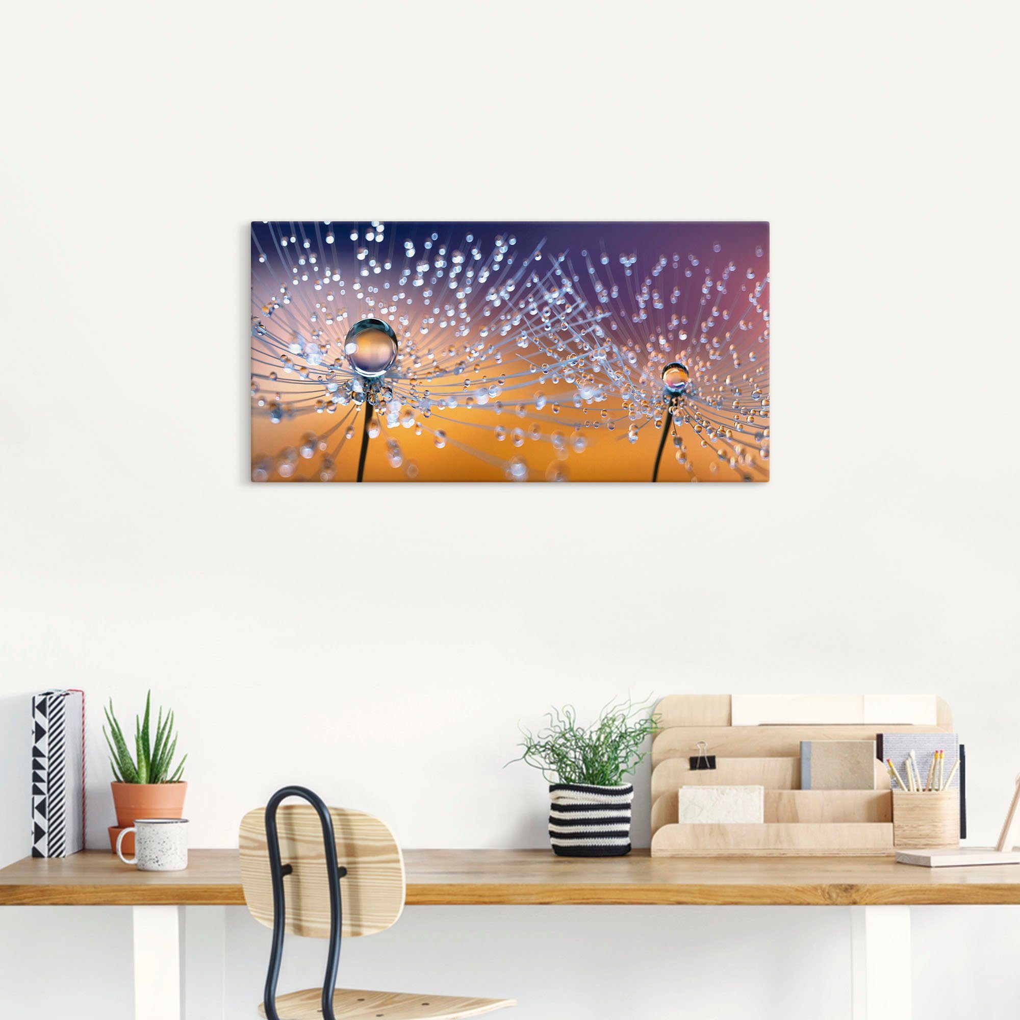 Artland Artprint Paardenbloemen dauwdruppel als artprint van aluminium, artprint voor buiten, artprint op linnen, poster, muursticker