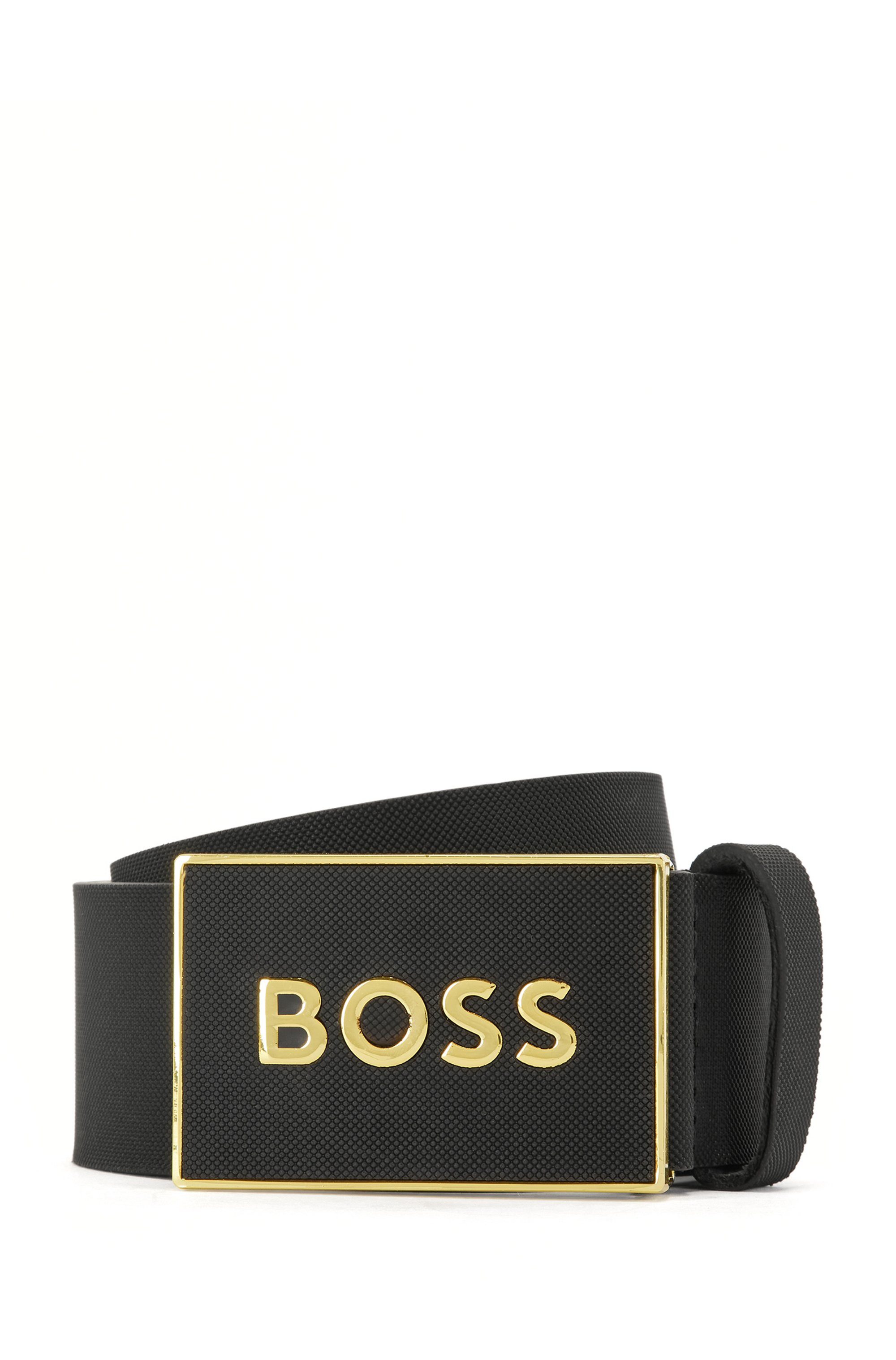 Boss Leren riem Boss_Icon-S1_Sz40 met boss-logo-reliëf op de riemgesp