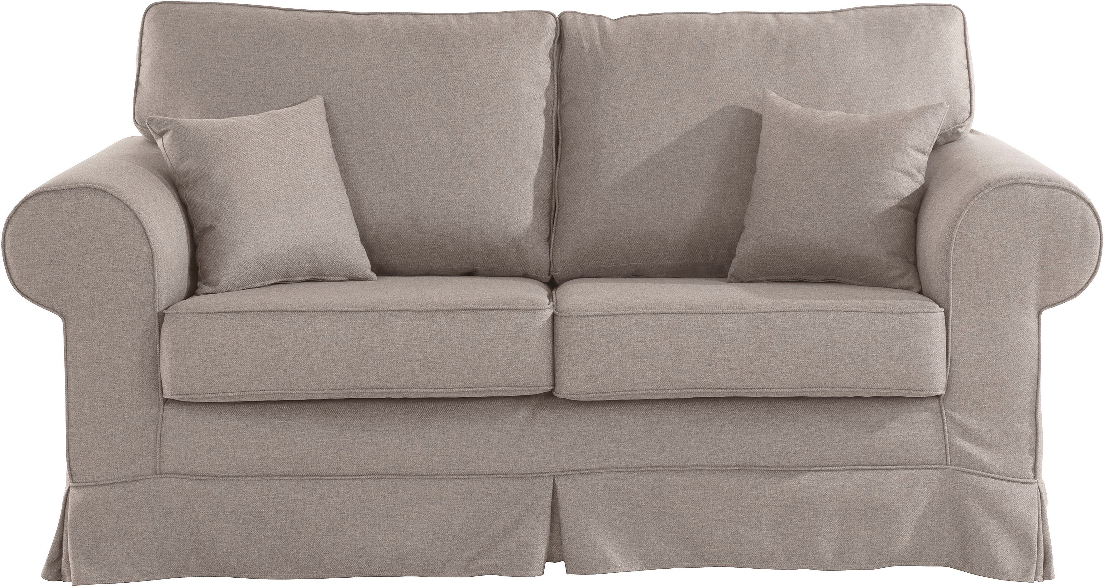 Home affaire 2-zitsbank Shadmoor Hoezen-look, in uni of met bloemenprint beige, 2-zitsbanken