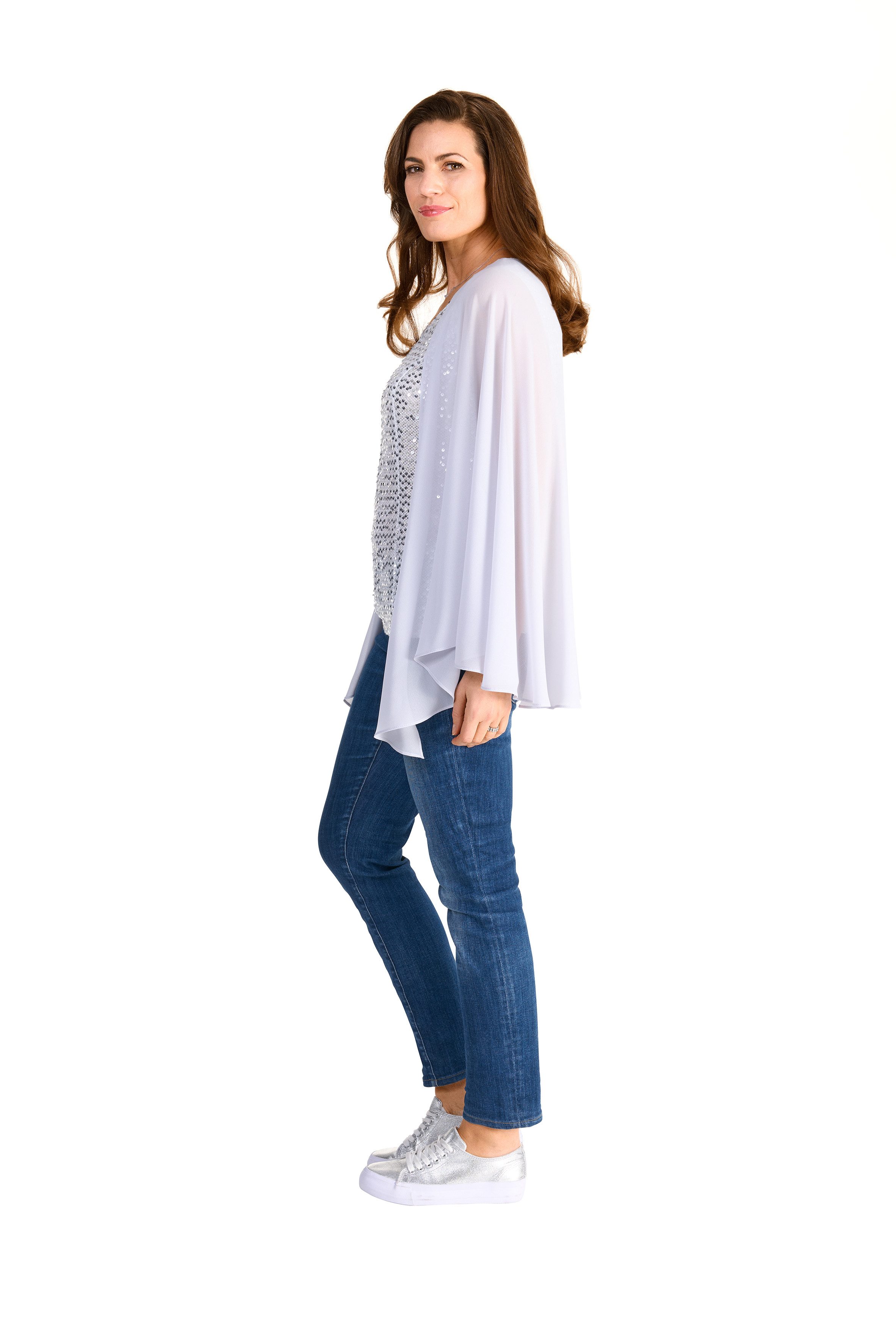 HERMANN LANGE Collection Shirt met vleermuismouwen met pailletten en in lagenlook