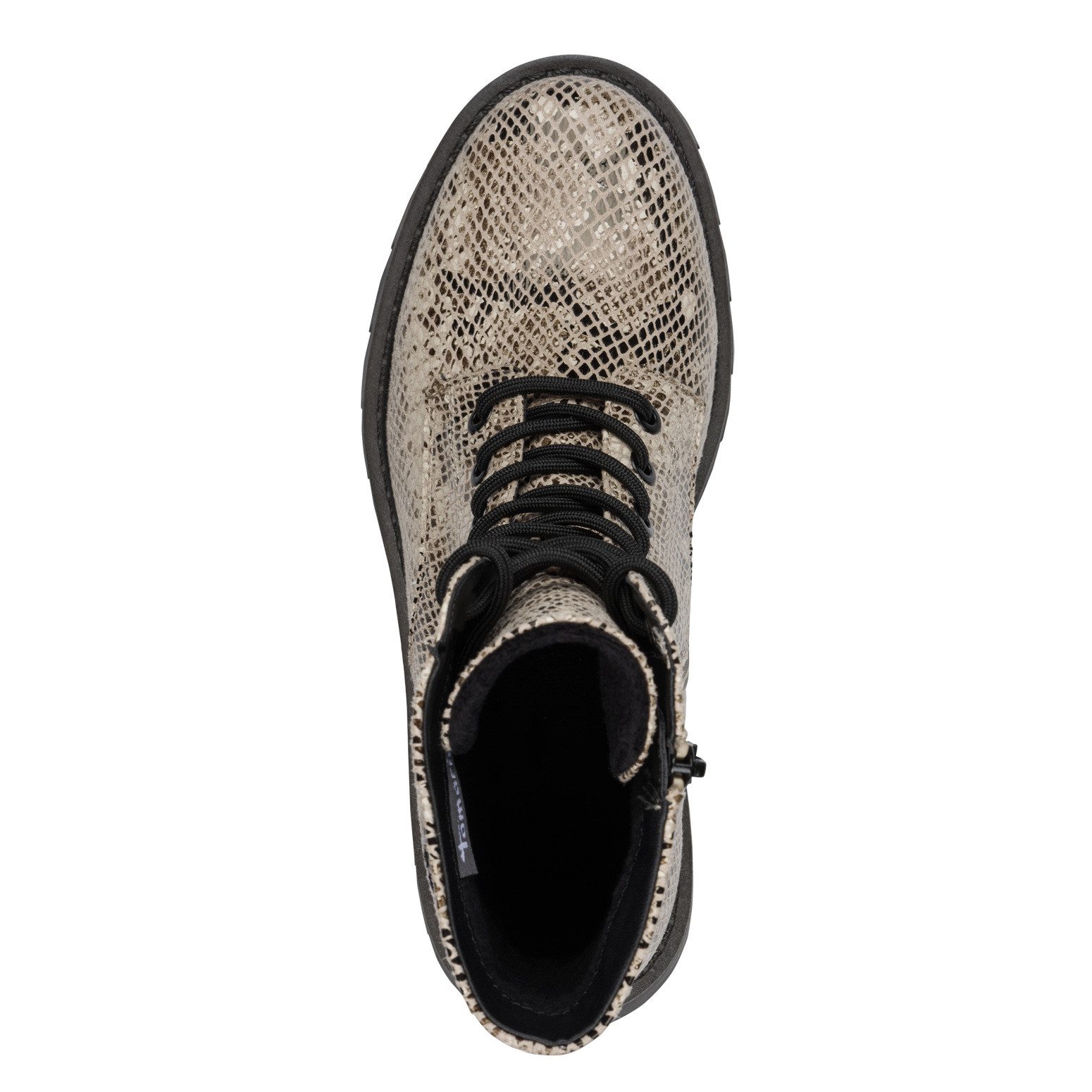 Tamaris Veterlaarsjes , blokhak, veterschoenen met trendy print
