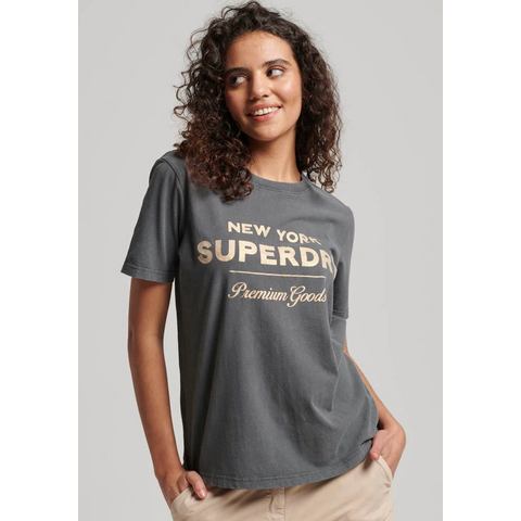 NU 20% KORTING: Superdry Shirt met ronde hals LUXE METALLIC LOGO T SHIRT