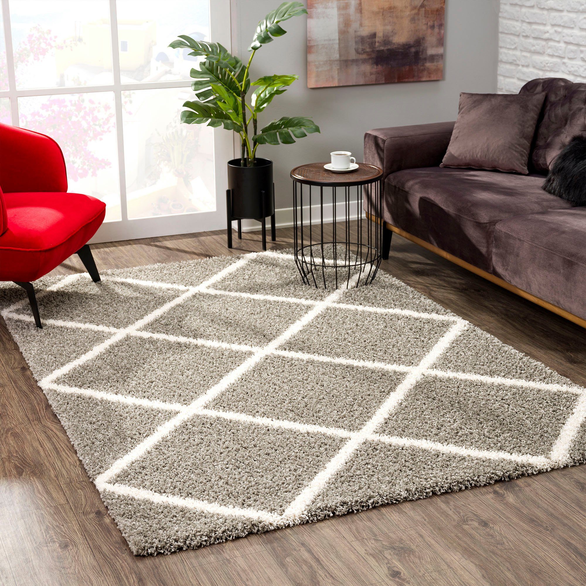 SANAT HALI Hoogpolig vloerkleed Madrid Woonkamer, lange pool, shaggy-vloerkleed