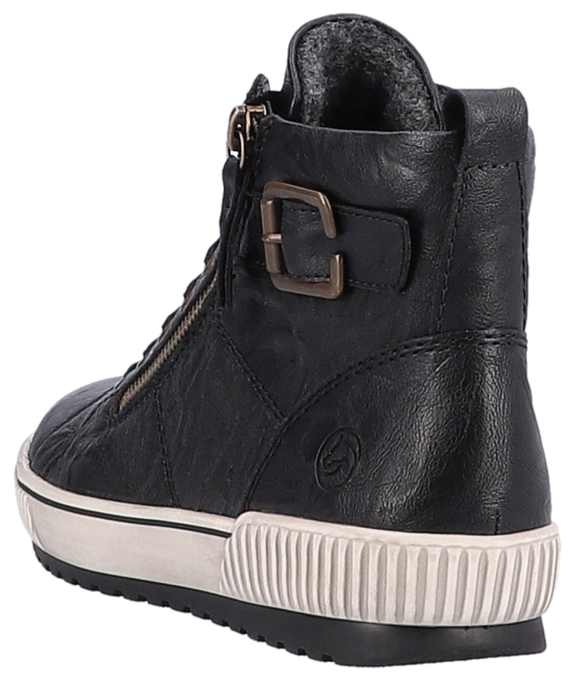 Remonte Plateausneakers , vrijetijdsschoen, high-top sneaker, veterschoen met trendy siergesp