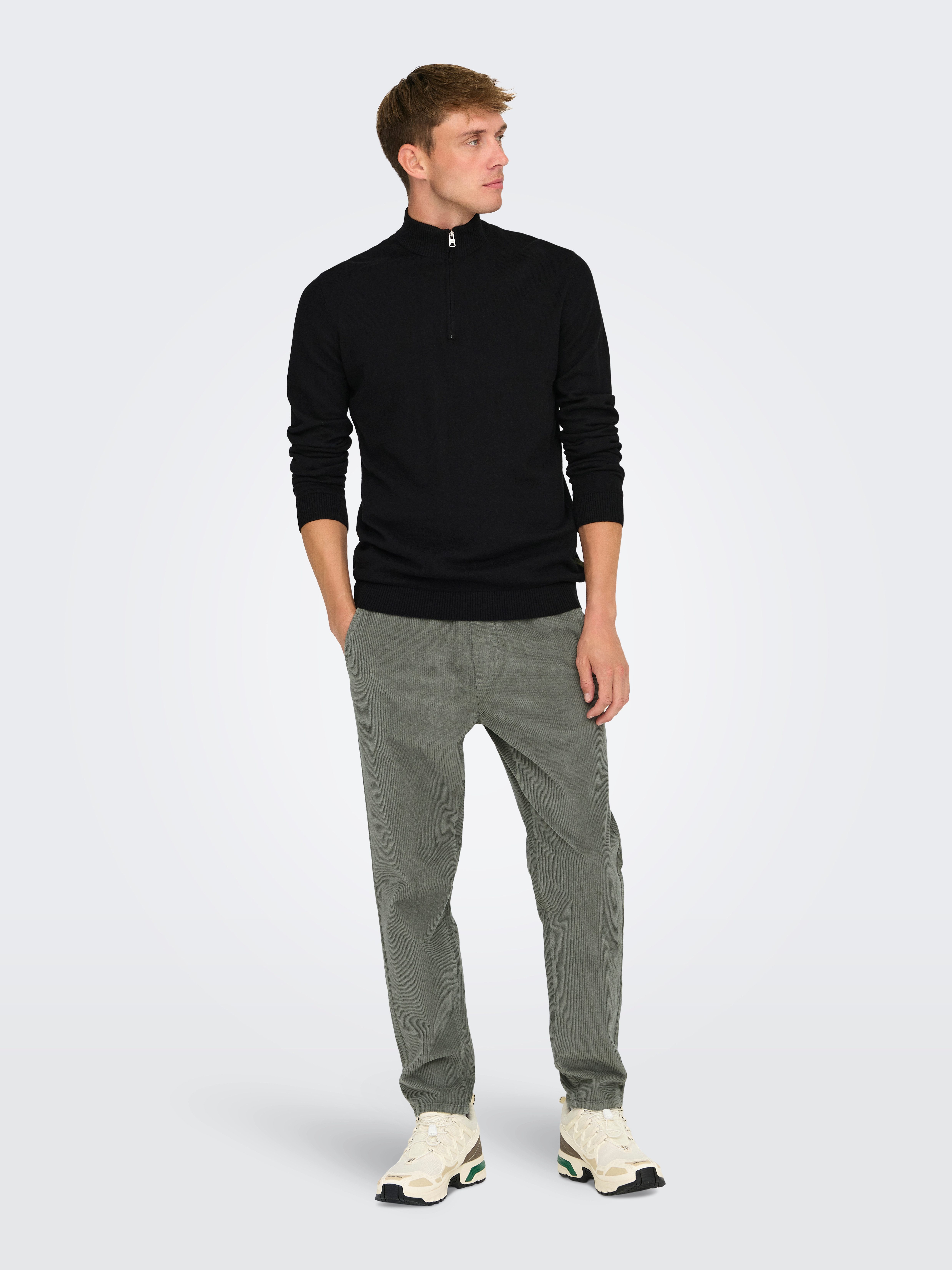 ONLY & SONS Schipperstrui ONSLOUI REG 12 MEL HALF ZIP KNIT NOOS