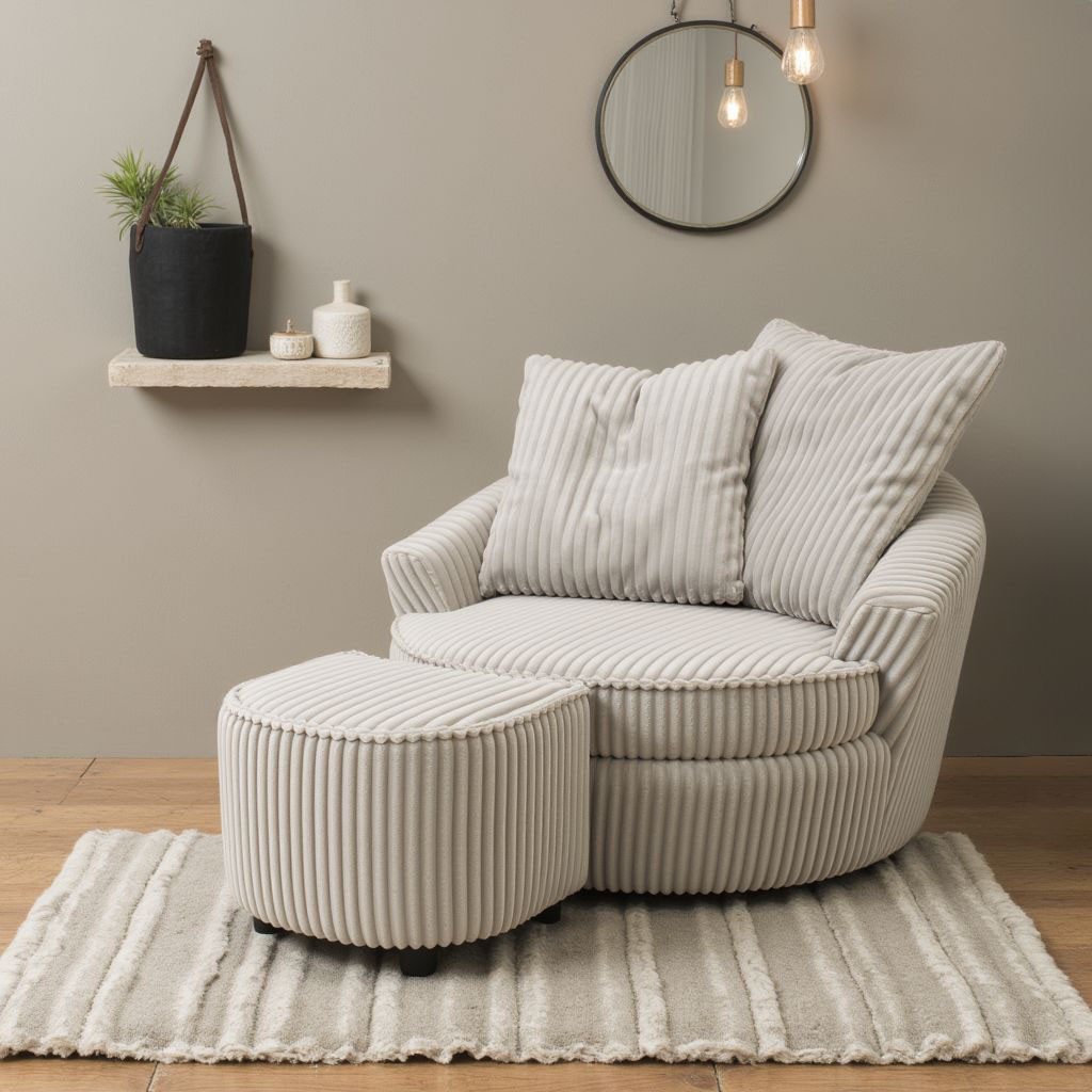 INOSIGN Draaibare fauteuil AMECA, relaxstoel met draaifunctie en poef, 122 x 126 x 76 cm (set, 2 stuks)