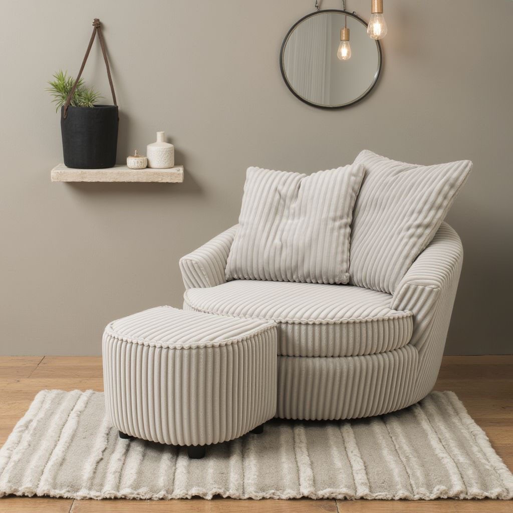 INOSIGN Draaibare fauteuil AMECA, relaxstoel met draaifunctie en poef, 122 x 126 x 76 cm (set, 2 stu