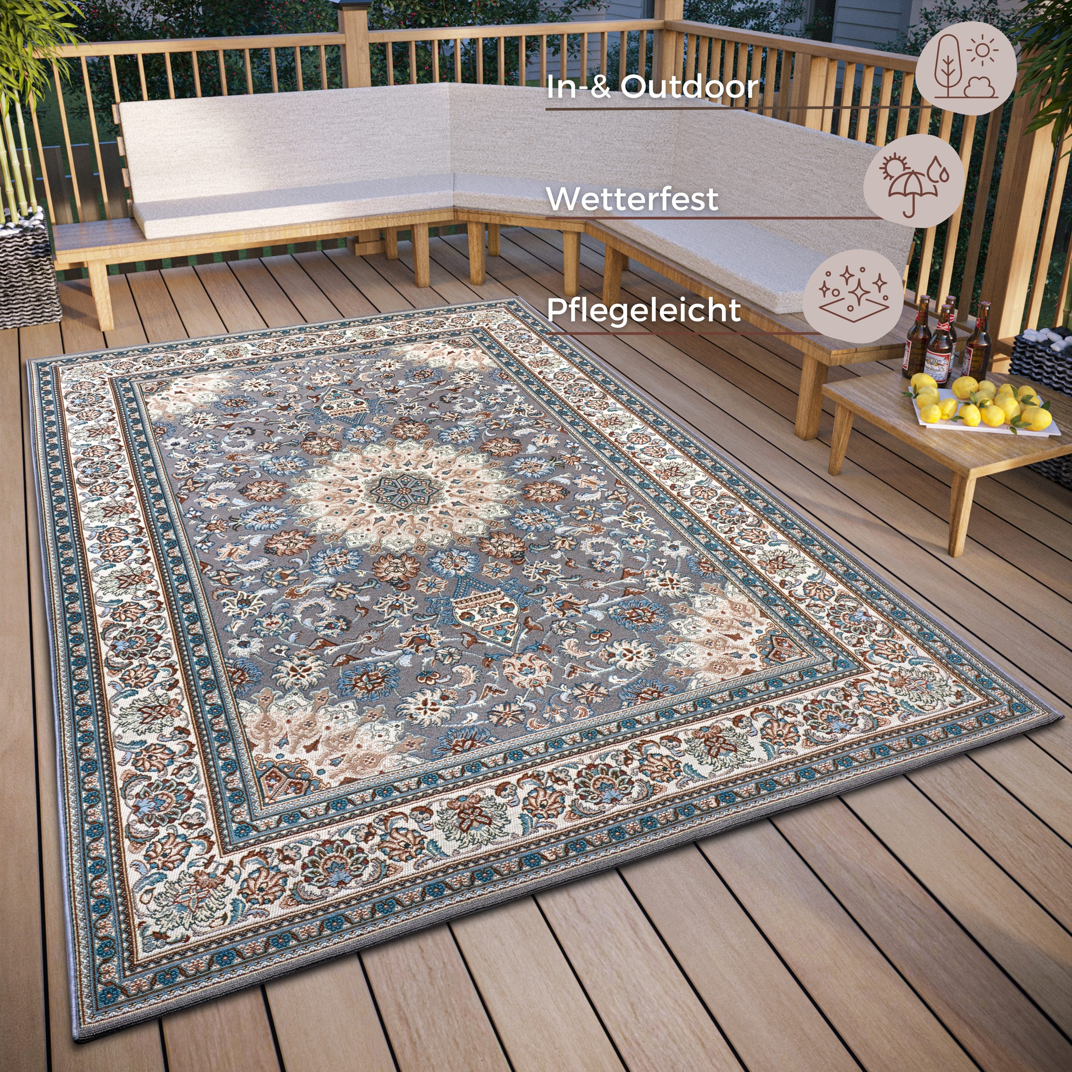 HANSE Home Vloerkleed Kadi In-& Outdoor, Tapijt, Weerbestendig, Balkon, Tuin, Woonkamer, Orient