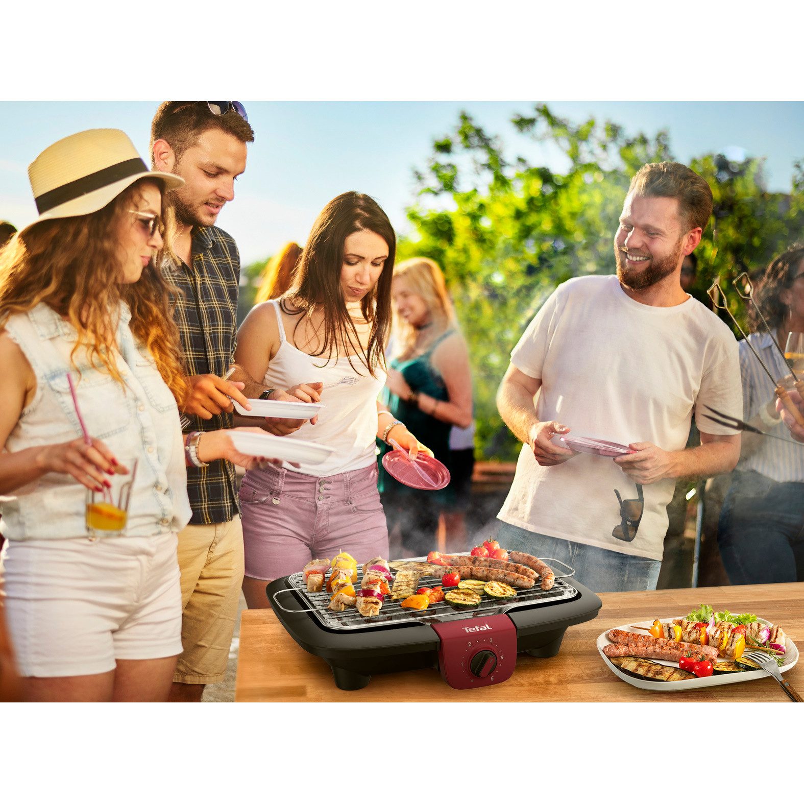 Tefal Tafelgrill EasyGrill Adjust, met water vulbare lekbak tegen rook en geuren