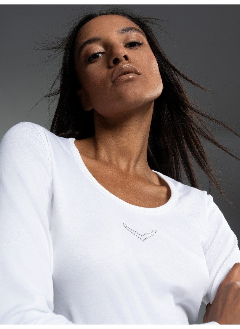 Trigema Longsleeve TRIGEMA shirt met lange mouwen en kristallen (1-delig)