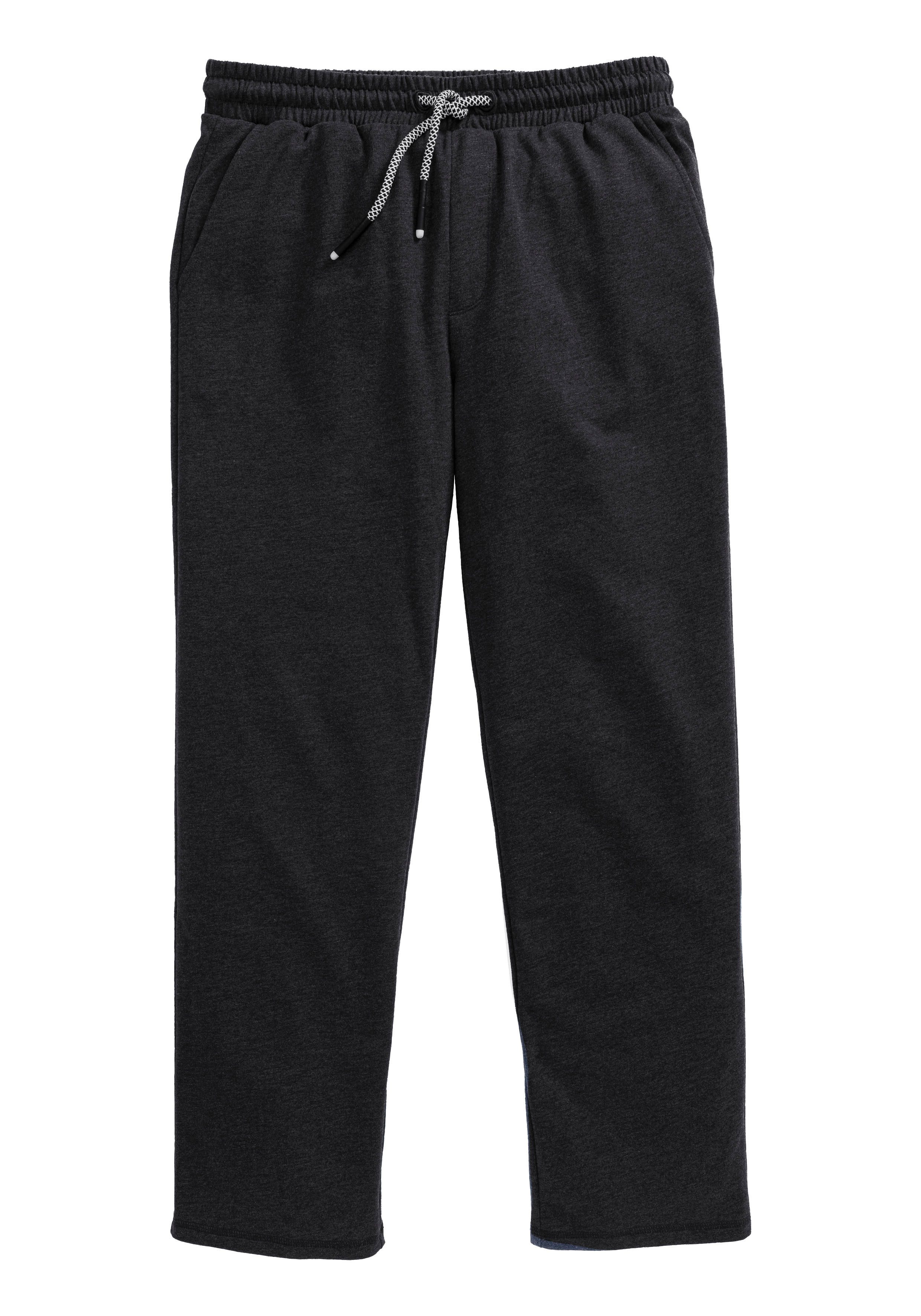 John Devin Sweatbroek Wijd model in melange-look van katoenmix