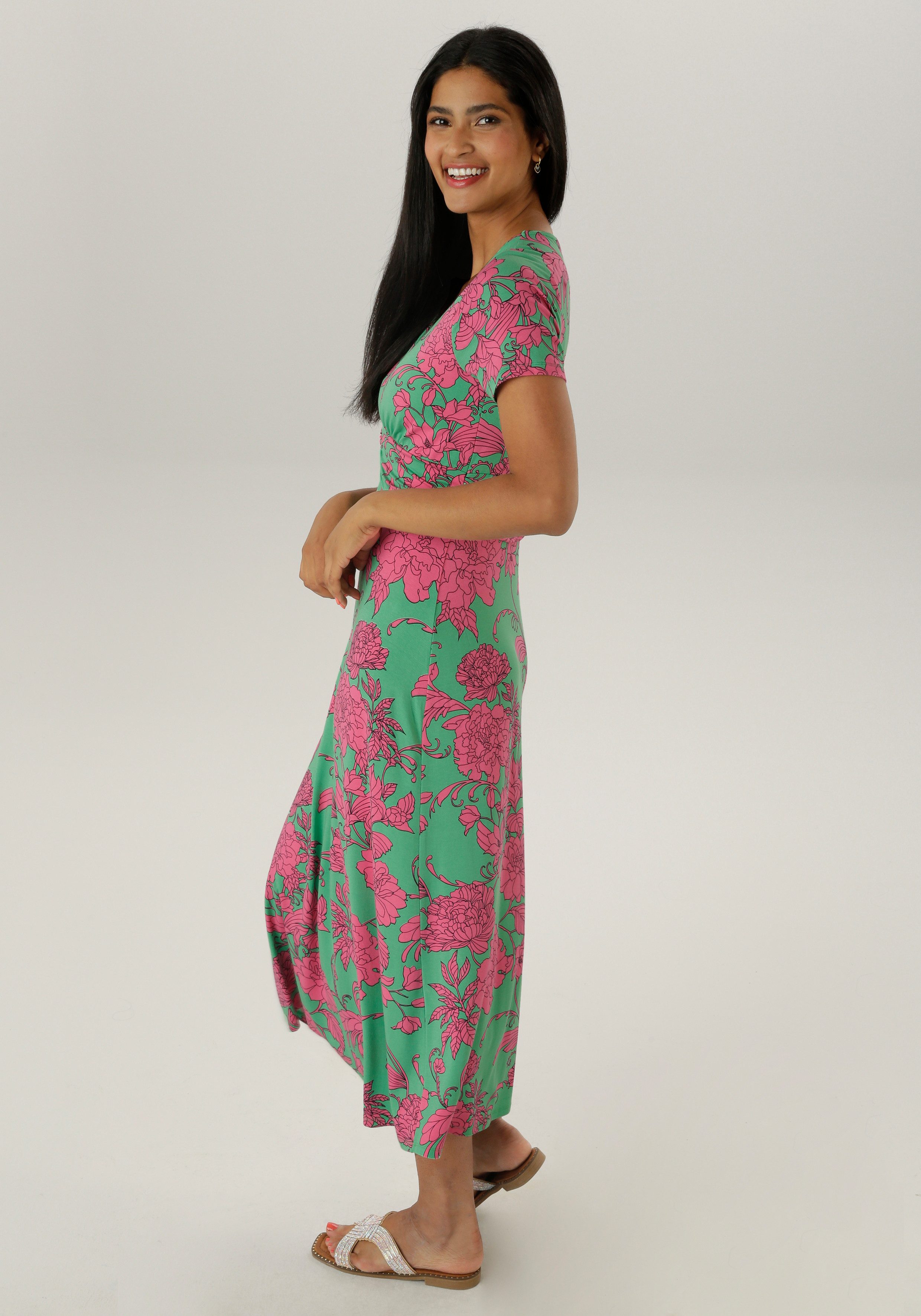 Aniston SELECTED Zomerjurk met abstracte bloemen- en bladerenprint