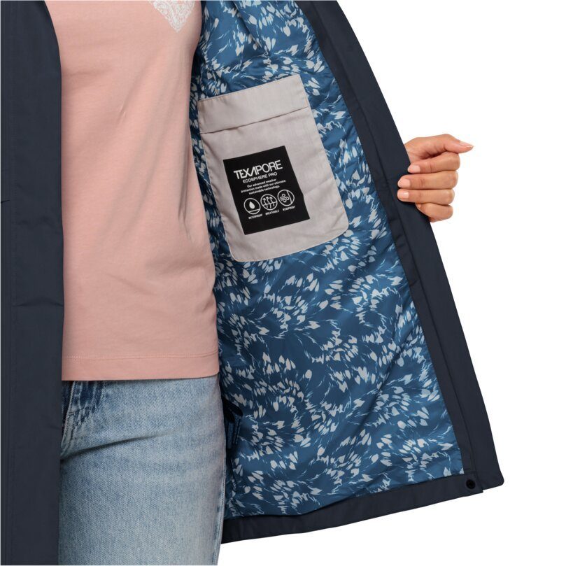 Jack Wolfskin Functionele jas CAPE WEST COAT W Capuchon is vast aan de jas bevestigd