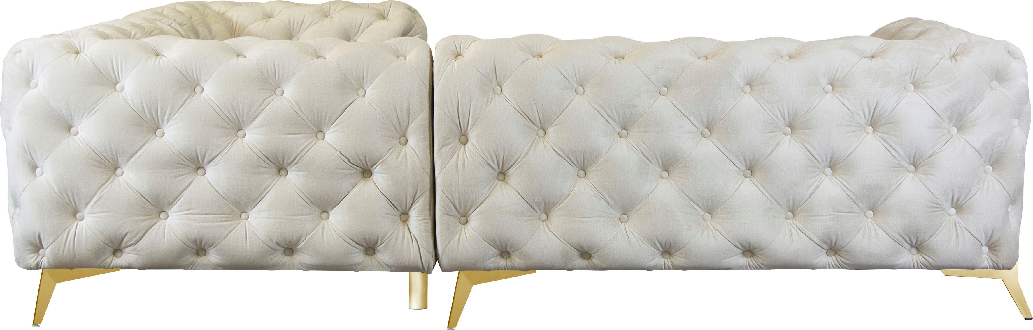 Leonique Chesterfield-bank Amaury L-vorm Chesterfield-look, bxd elk 262 cm, kleur van de poten ter keuze