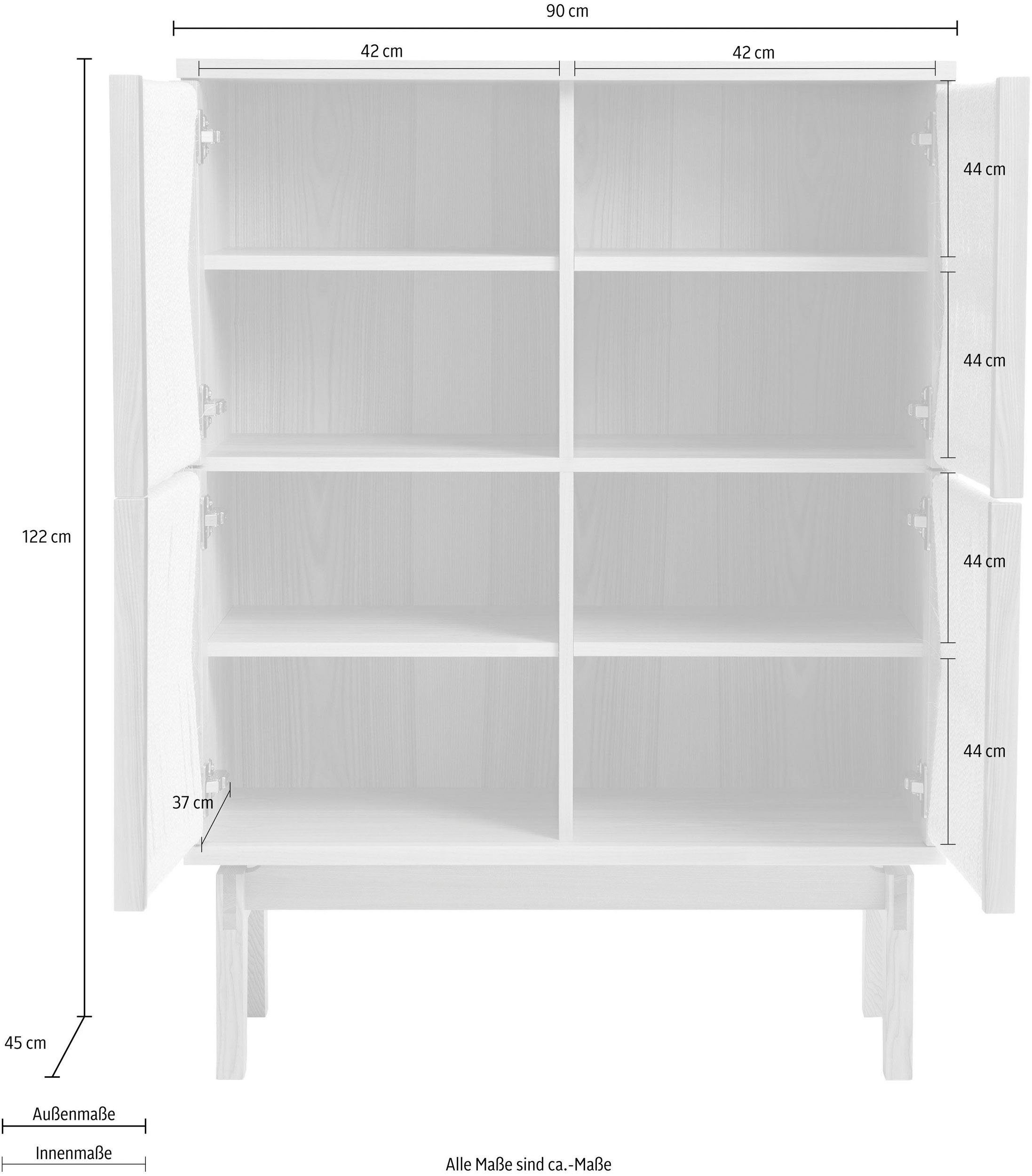 Woodman Highboard Lidia Opbergkast, deurfronten van gevlochten hennepkoord, breedte 90 cm