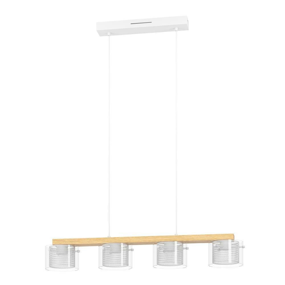 EGLO Hanglamp PORTICO-Z hanglamp hout wit, ZigBee 3.0, timer, pendellamp App / spraakbesturing Alexa, 88x15x110cm, excl. afstandsbediening (1 stuk)